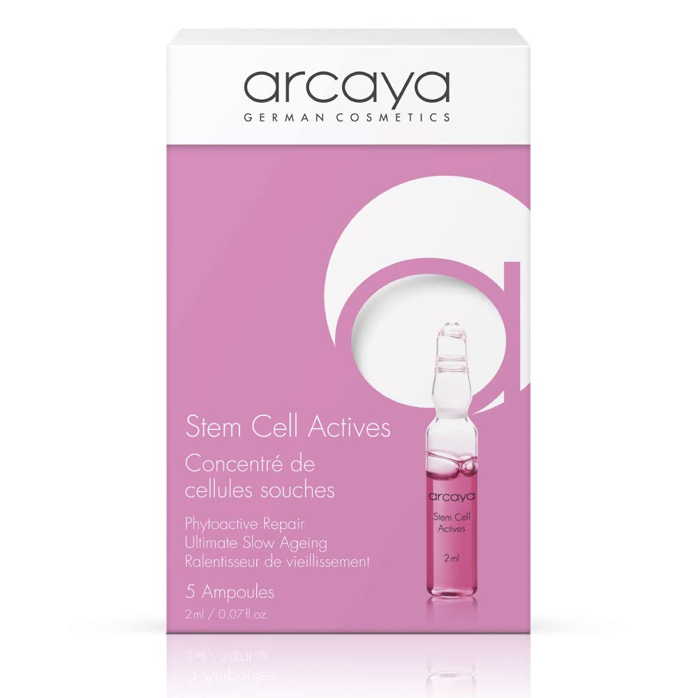 Arcaya Stem Cell Actives Anti-Aging Serum Ampoule with Alpine Rose Stem Cell Extracts - Intensive Protection & Cell Regeneration Support - Vegan, Paraben-Free, 5x2ml - Perfect for Nighttime Skincare Routine & Anti-Wrinkle Treatment