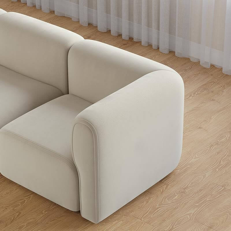 L-Shaped Cream Corner Sectional Sofa with Concealed Support - Modern Living Room Furniture for Parlor, Lounge & Family Room Comfort