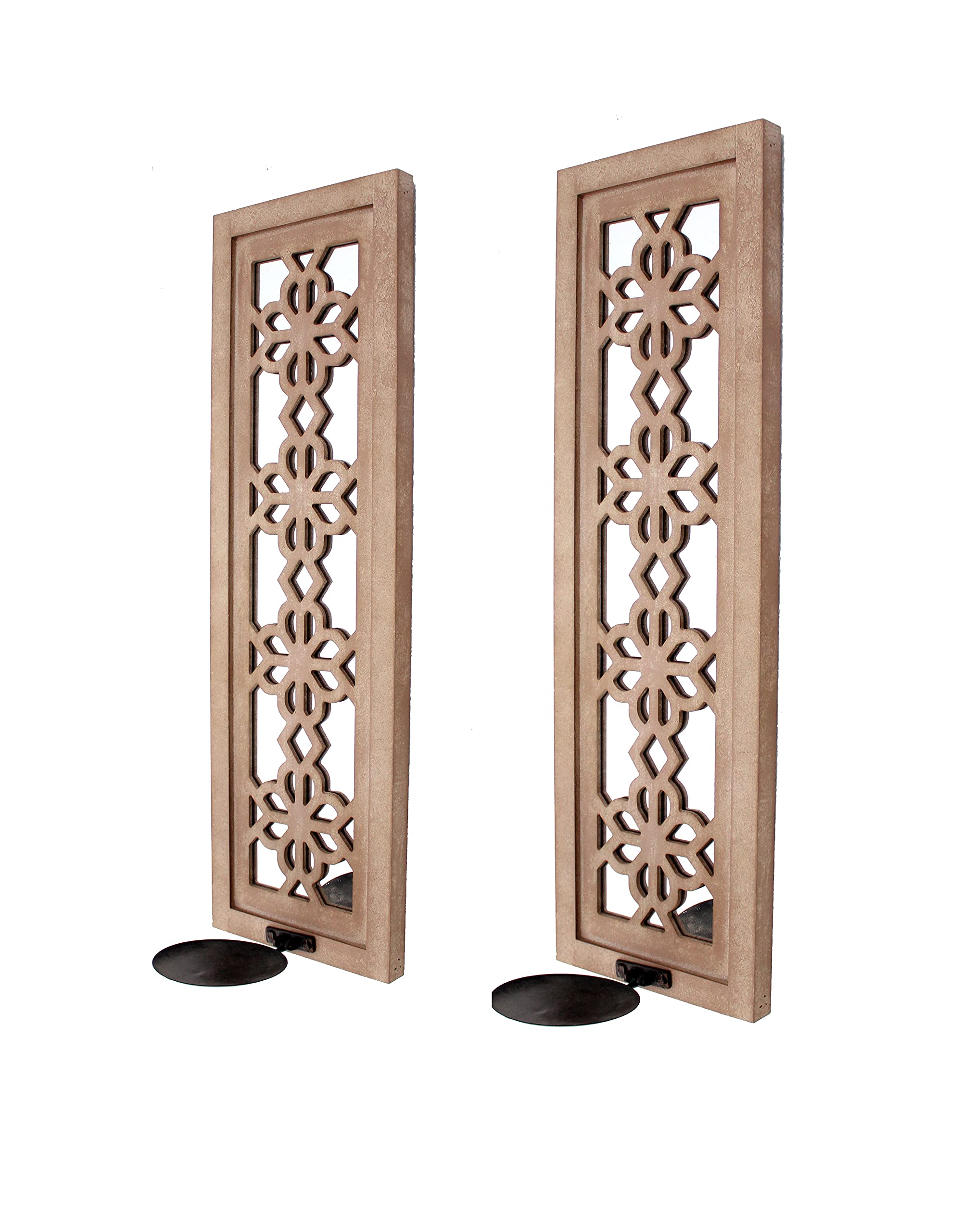 Teton Home WD-082 Rustic Tan Ceramic Candle Holder for Home Decor - Perfect for Living Room, Bedroom, Dining Table & Wedding Centerpieces