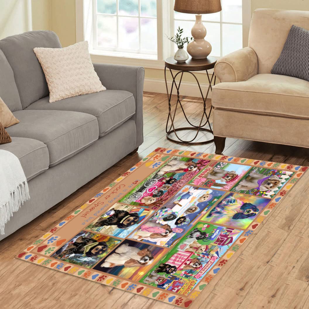 Beige Cocker Spaniel Dog Area Rug - Ultra Soft Pet Printed Floor Carpet - 10'x3'3'' Decorative Indoor Rug for Dog Lovers - Perfect for Living Room, Bedroom & Pet-Friendly Home Decor
