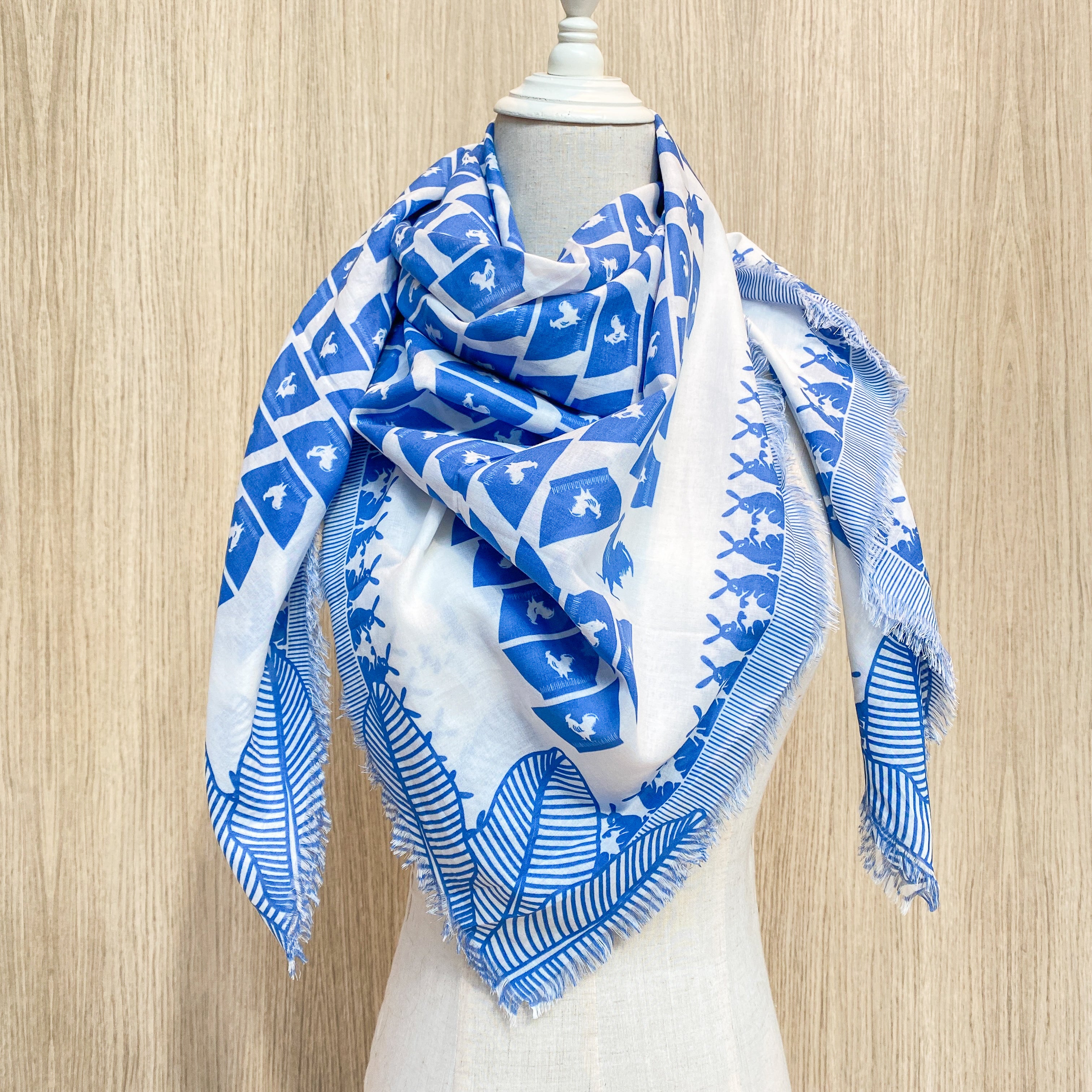 Vintage Blue Cotton Scarf - Soft & Lightweight Classic Fashion Accessory for Women & Men | Perfect for Everyday Wear, Travel, and Gift Giving