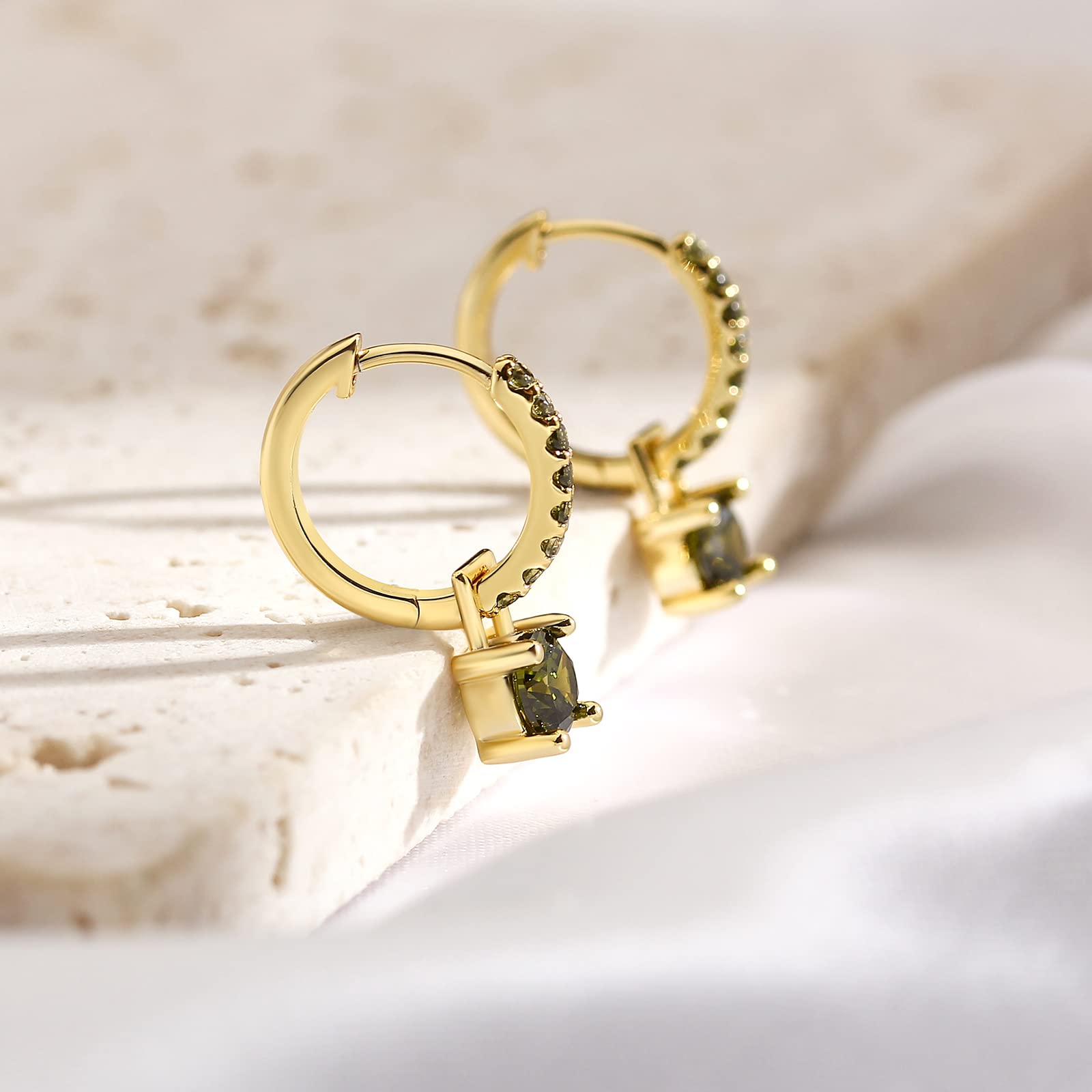 Gold Hoop Earrings for Women with Birthstones - Elegant Gold Plated Dainty Jewelry for Office, Wedding & Everyday Wear | Perfect Gift for Birthday, Anniversary & Special Occasions