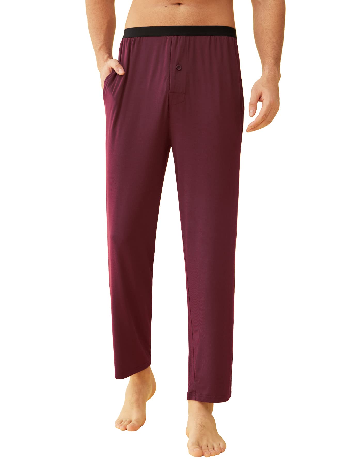 Breathable Men's Bamboo Viscose Pajama Pants with Pockets - Soft Lounge Sleepwear for Comfortable Night & Relaxing at Home