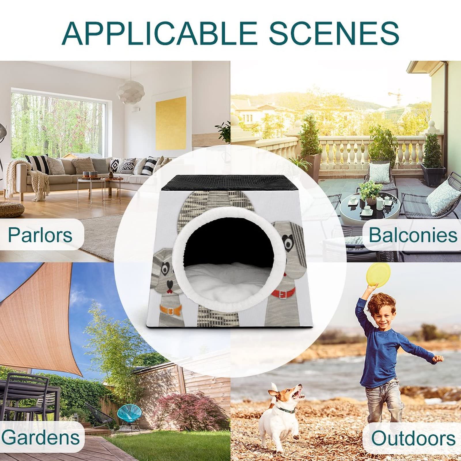 Multi-Functional Cat House - Soft Cat Bed & Cozy Sofa with Cute Printed Design, Indoor & Outdoor Kitty Shelter for Cats and Small Dogs | Perfect for Living Room, Bedroom, or Patio Use