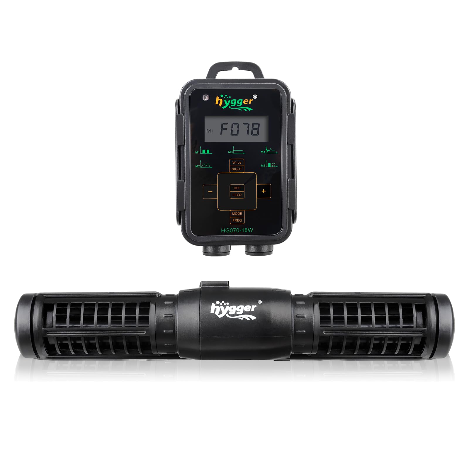 Hygger 18W Adjustable Aquarium Wave Maker Pump with LED Display Controller - 24V DC Magnetic Powerhead for Freshwater & Saltwater Reef Tanks (Up to 135 Gallon) - Perfect for Coral Growth, Water Circulation & Fish Tank Oxygenation