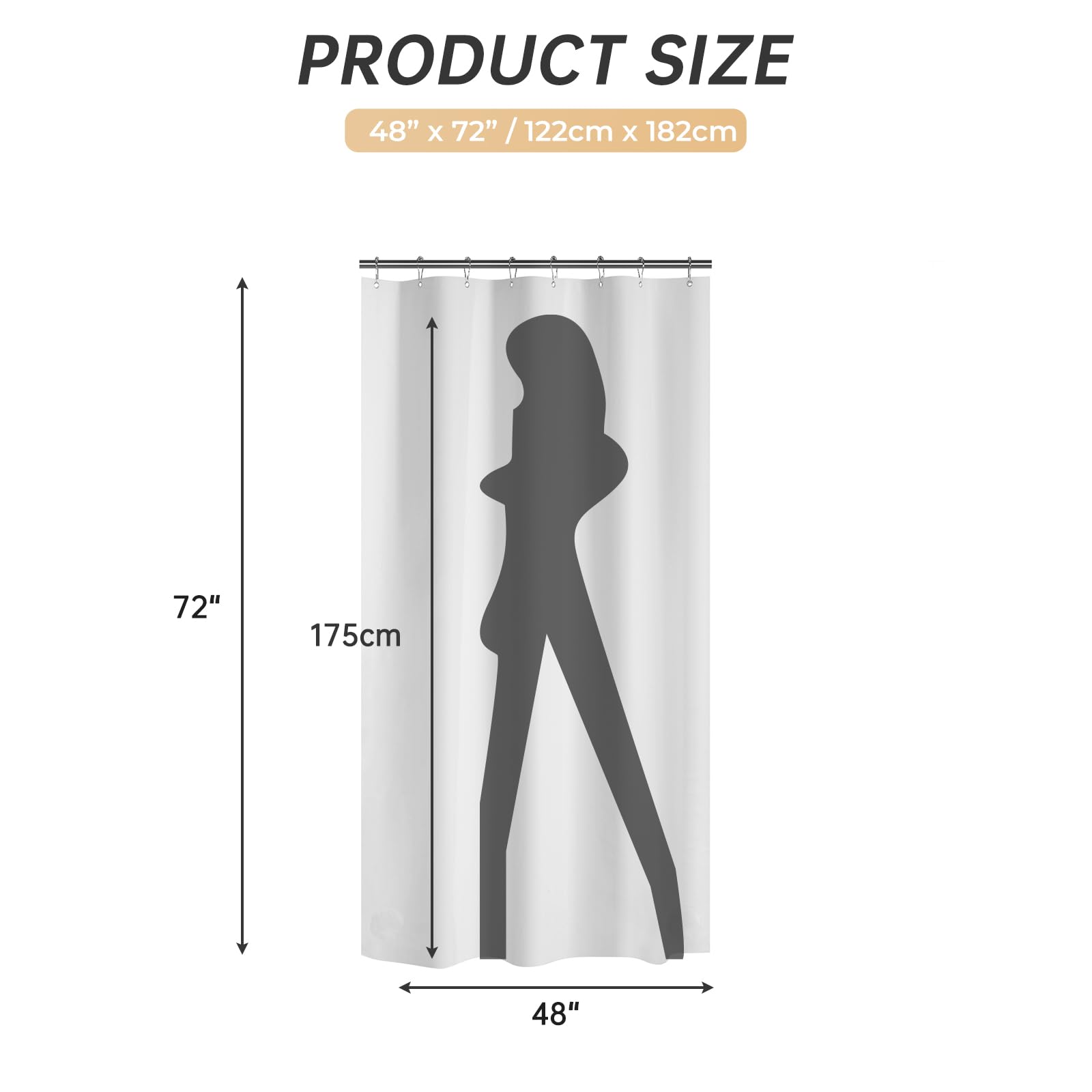 AmazerBath 48x72 Inch PEVA Shower Curtain for Small Shower Stall - Heavy Duty Plastic Bathroom Curtain with 2 Weighted Stones & 8 Rustproof Grommets - Waterproof White Shower Liner for Bathroom, Hotel, or Dorm Use