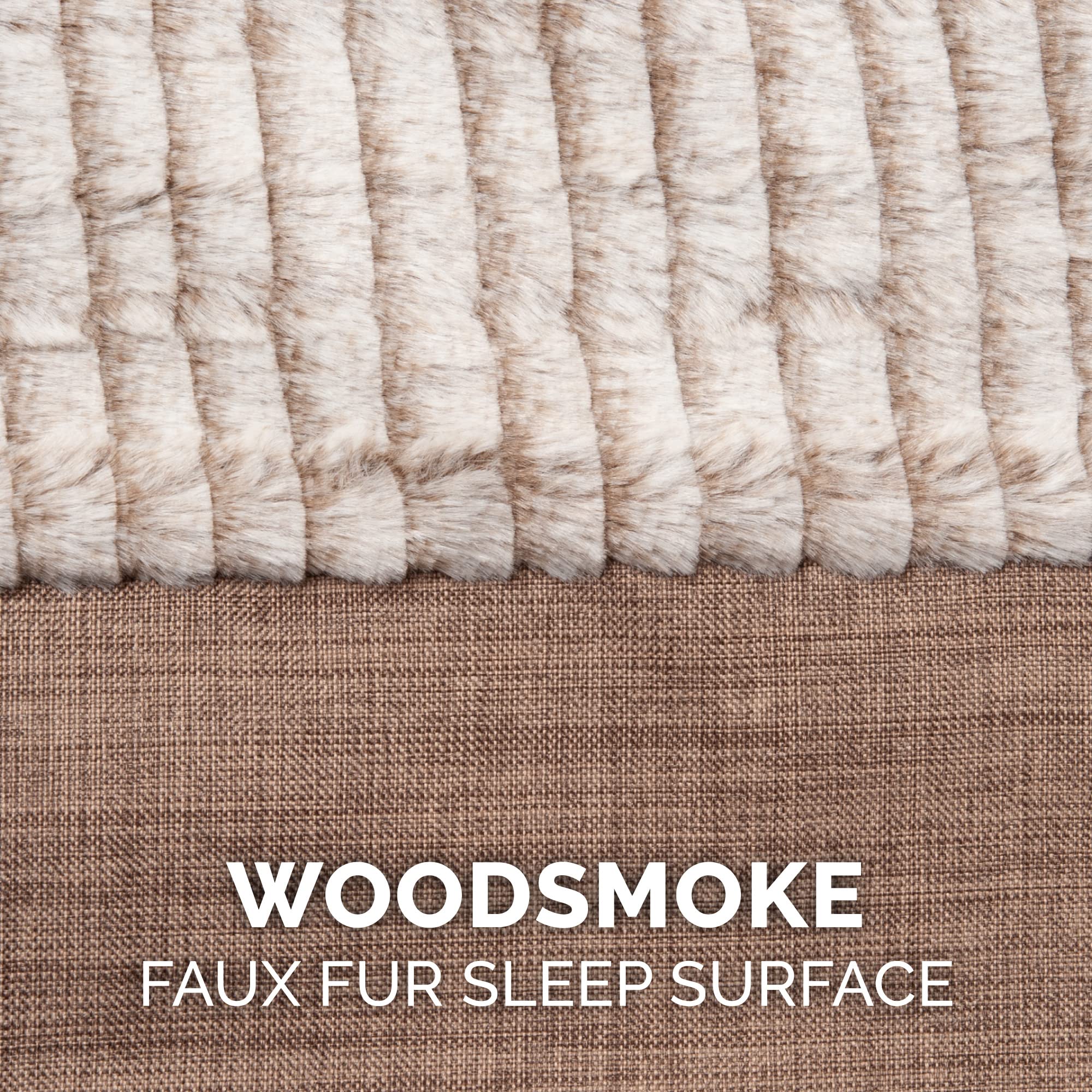 **Furhaven Orthopedic Dog Bed for Large Dogs - XXL Washable Sofa Bed with Removable Bolsters & Luxe Faux Fur Cover - Supports Up to 125 lbs - Woodsmoke Color - Perfect for Living Room, Bedroom & Pet-Friendly Spaces**