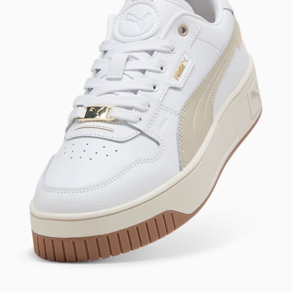 PUMA Women's Carina Lux Sneakers - Dust/Gold - Comfortable Running Shoes for Women | Perfect for Gym, Workout & Casual Wear