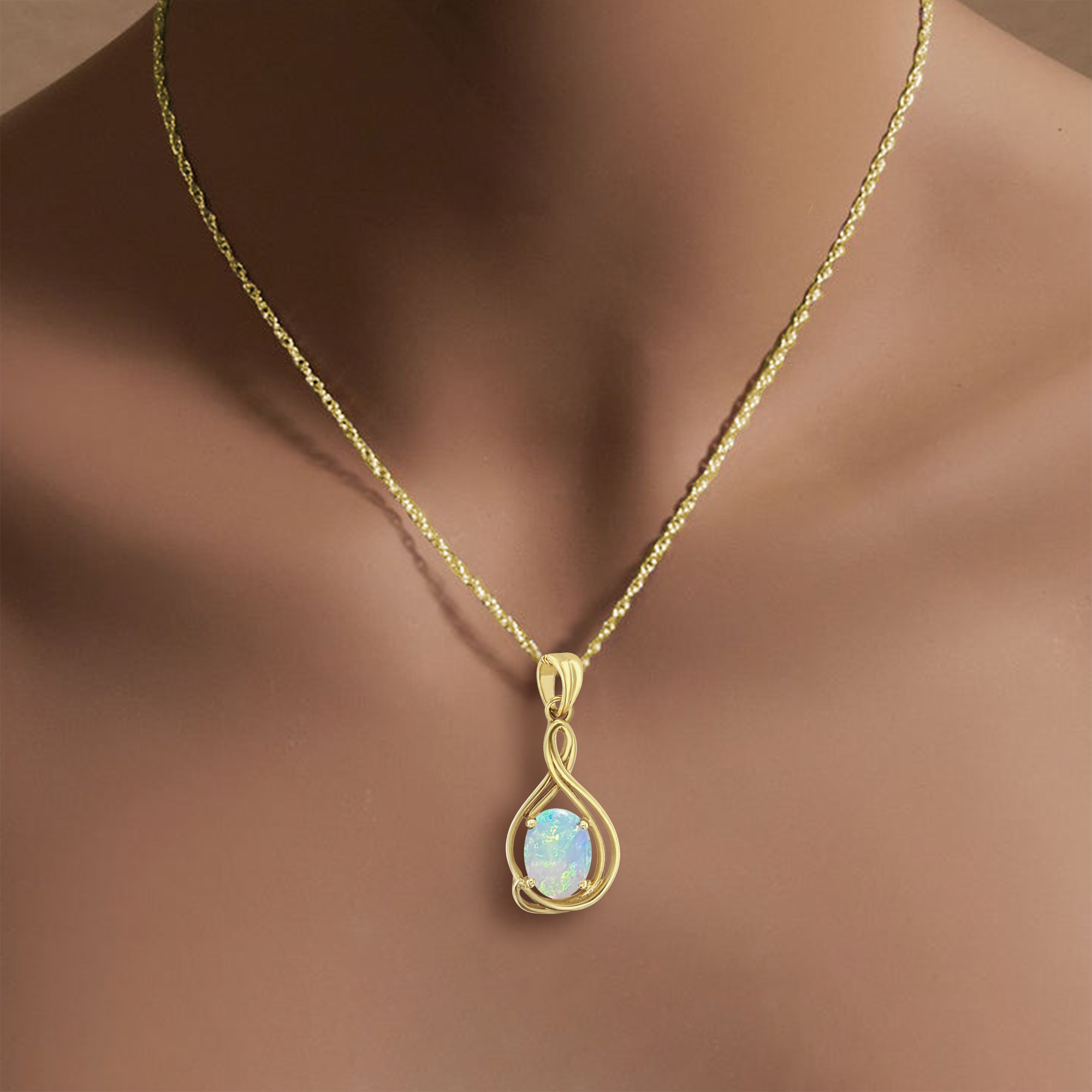 Solitaire Oval Opal Necklace 14k Yellow Gold - Elegant Dainty Jewelry for Women, Perfect Gift for Anniversary, Birthday & Special Occasions