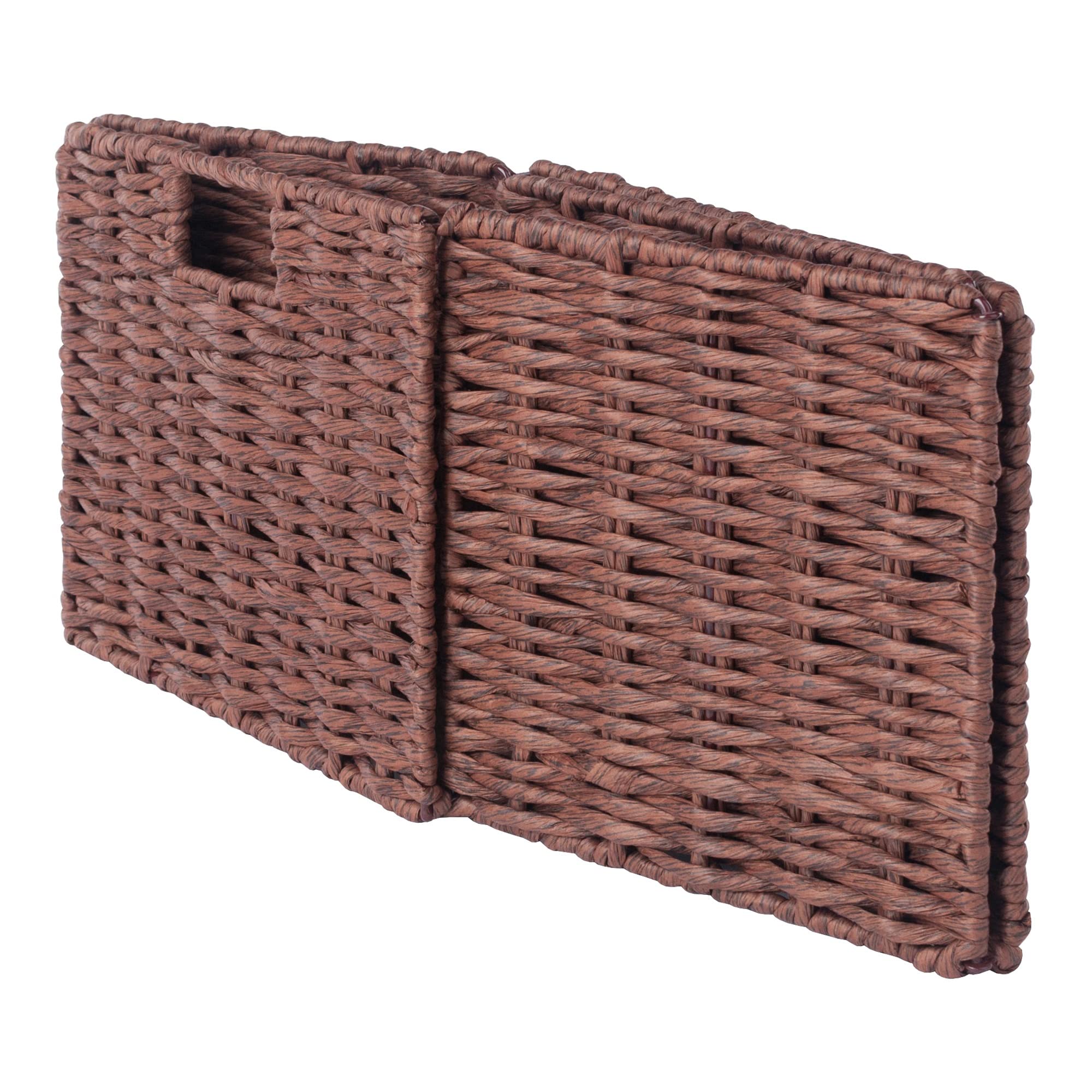 Ergode Tessa 3-Piece Woven Rope Storage Basket Set - Foldable Home Organization Bins for Bedroom, Bathroom & Living Room - Walnut Finish Storage Baskets
