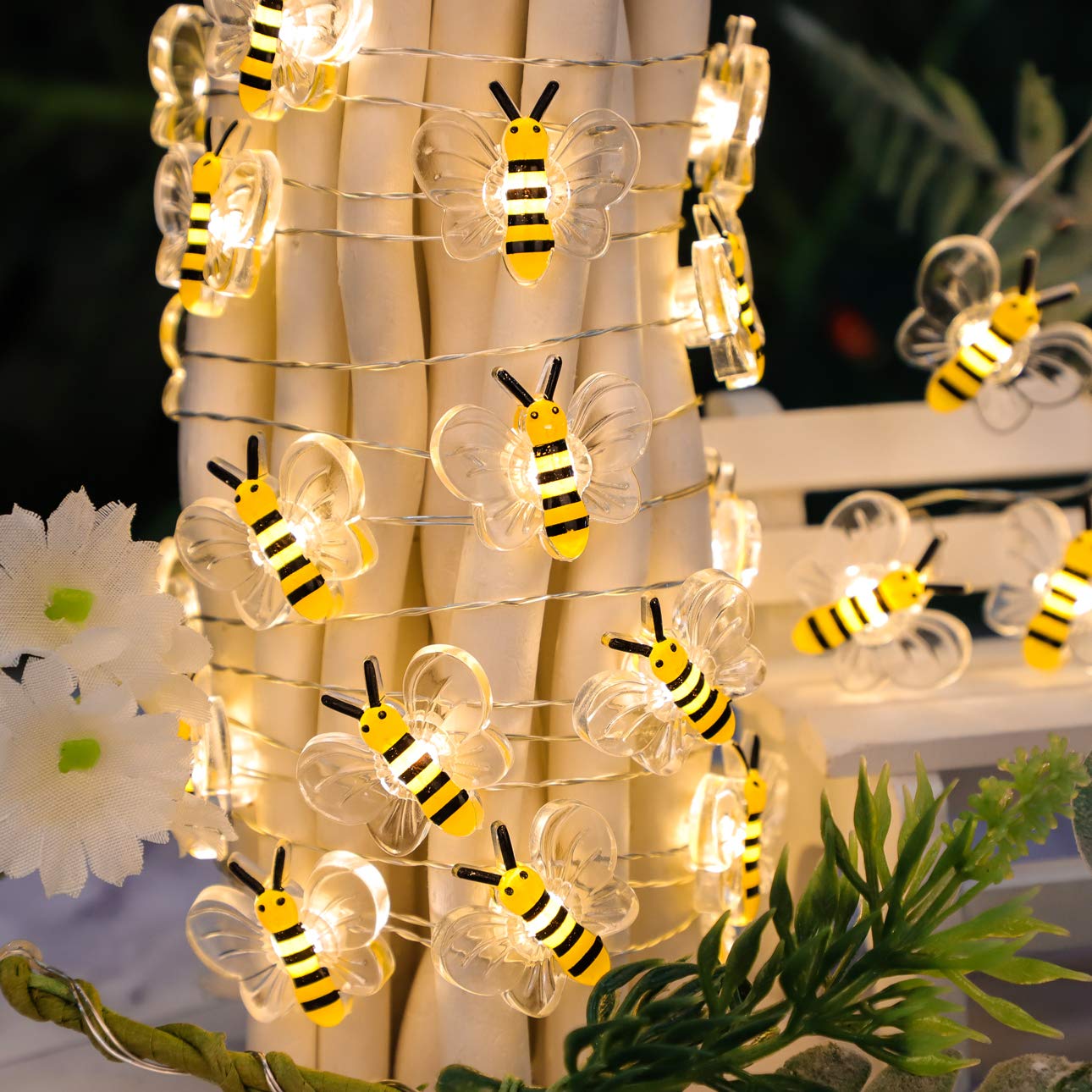 Silverstro Bee Decorative String Lights - 10ft 30 LED USB/Battery Powered Fairy Lights with Remote & Timer - Perfect for Kids Room, Bedroom, Kitchen, Party & Christmas Tree Decorations - Create a Cozy Ambiance for Relaxation and Celebrations