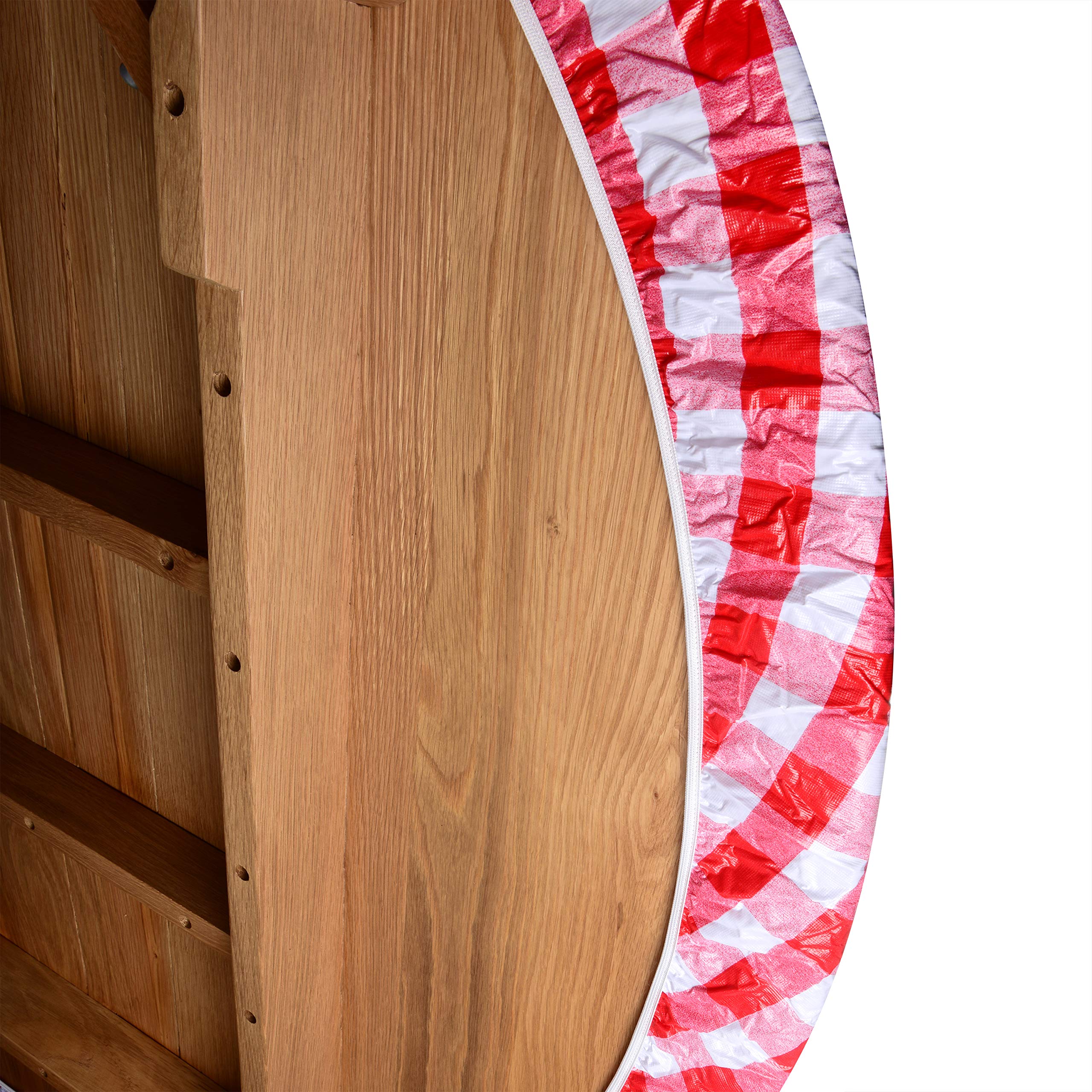 Double Pack Round Vinyl Tablecloth with Flannel Backing & Elastic Edge - Fits 40