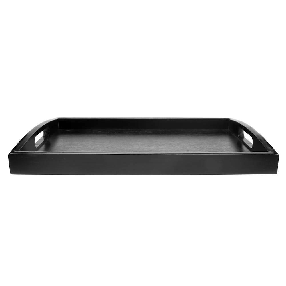 VALINK Large Black Wooden Serving Tray with Handles - 18