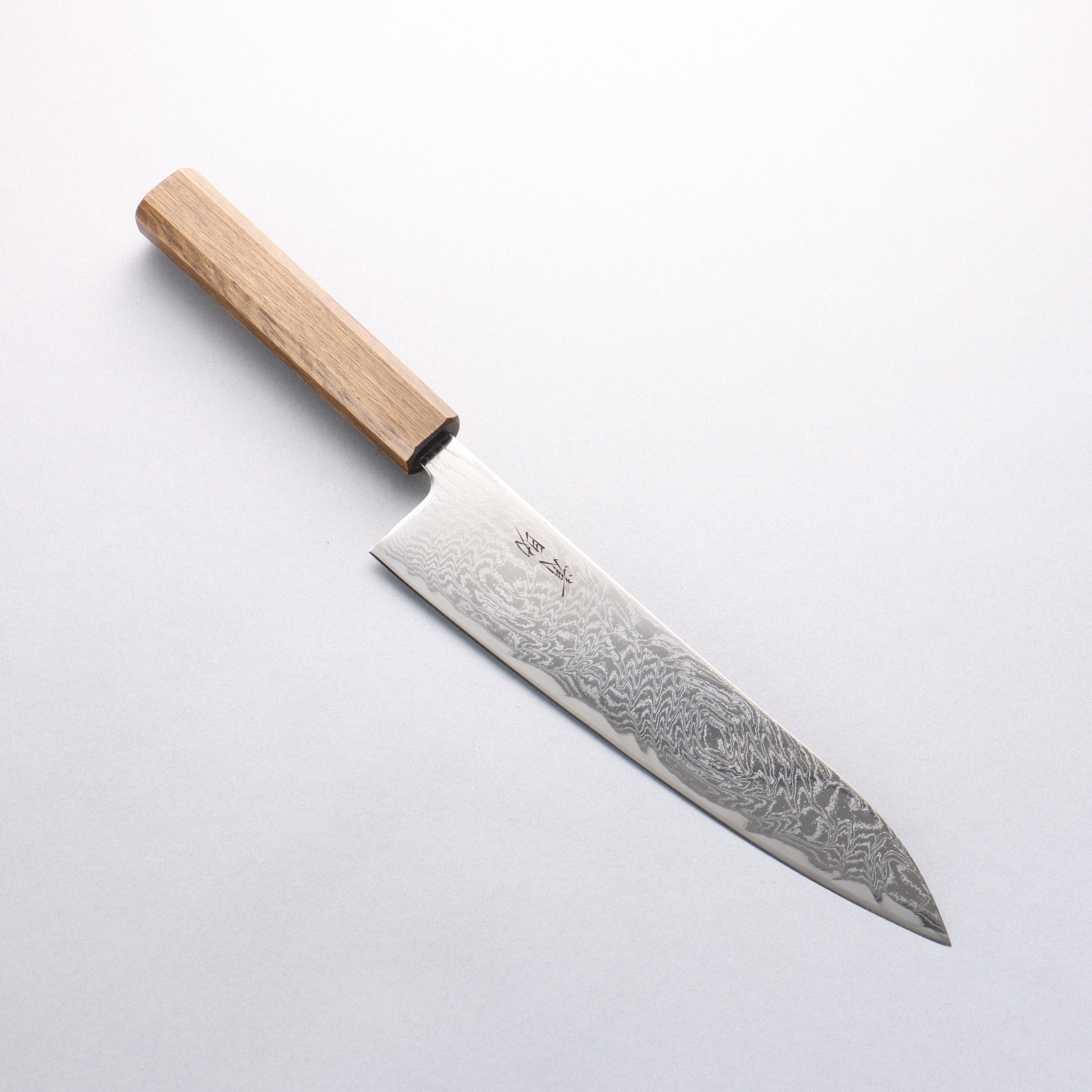 Premium Seisuke Nami AUS10 Damascus Gyuto Chef Knife 210mm - Mirror Finish, Oak Wood Handle - Perfect for Sushi, Meat Slicing & Professional Kitchen Use