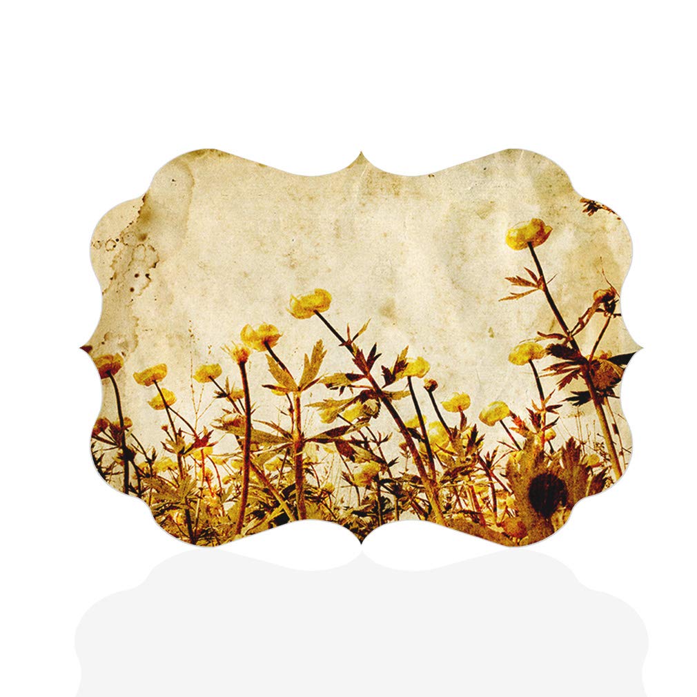Vintage Field Flowers Wall Art - 18x12 Inches Horizontal Home Decor Sign with Old Paper Texture, Benelux Style Frame | Perfect for Living Room, Bedroom & Farmhouse Decor