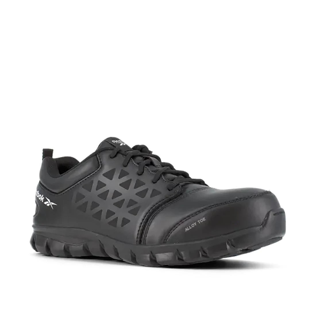 Sublite Cushion Alloy Toe Athletic Work Shoes - Black Leather Safety Shoes for Men & Women - Comfortable & Lightweight for Construction, Warehouse & Industrial Work
