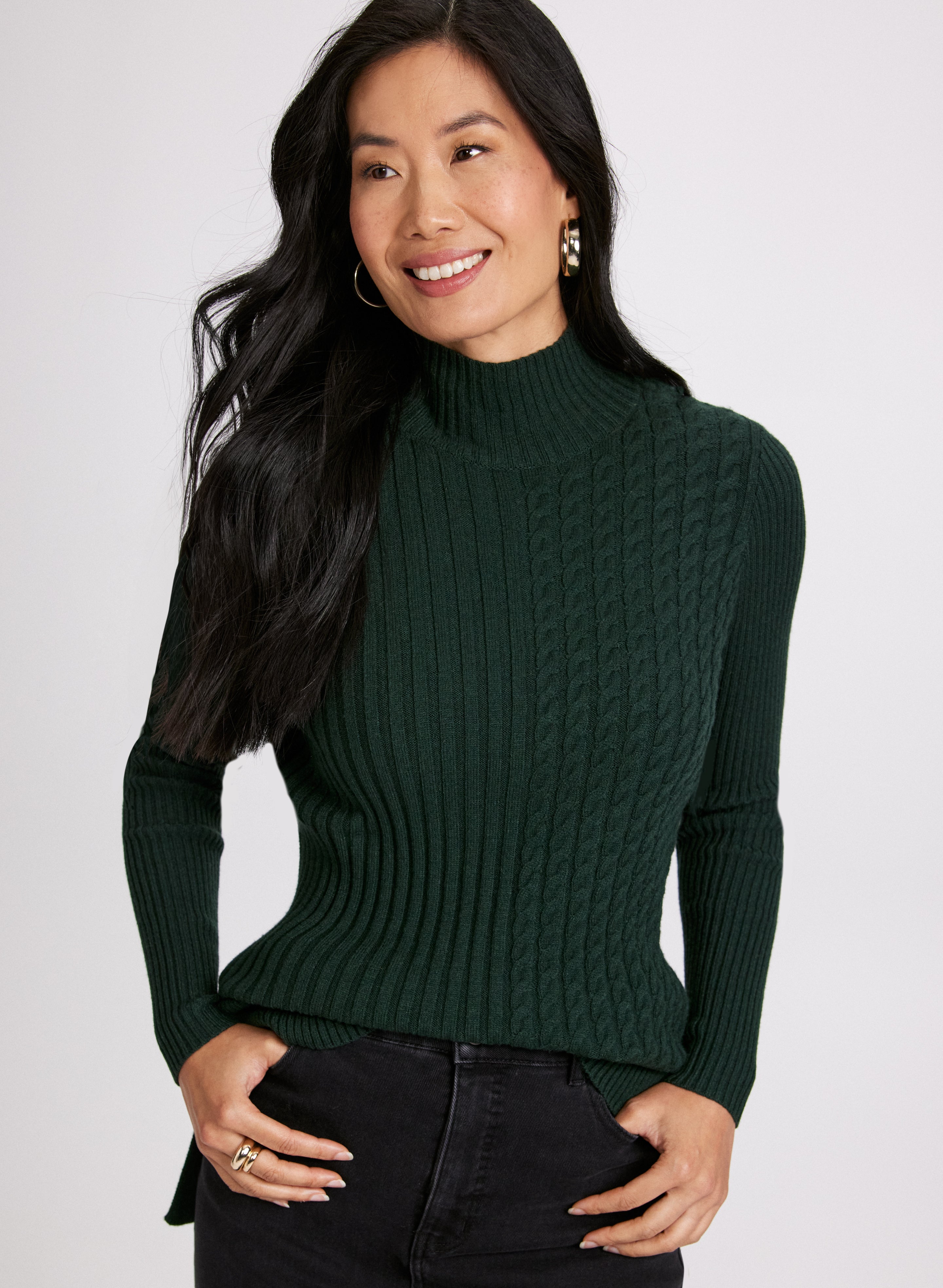 Soft Cable & Rib Knit Sweater for Women - Cozy Winter Pullover | Perfect for Casual Outfits, Office Wear & Holiday Gatherings
