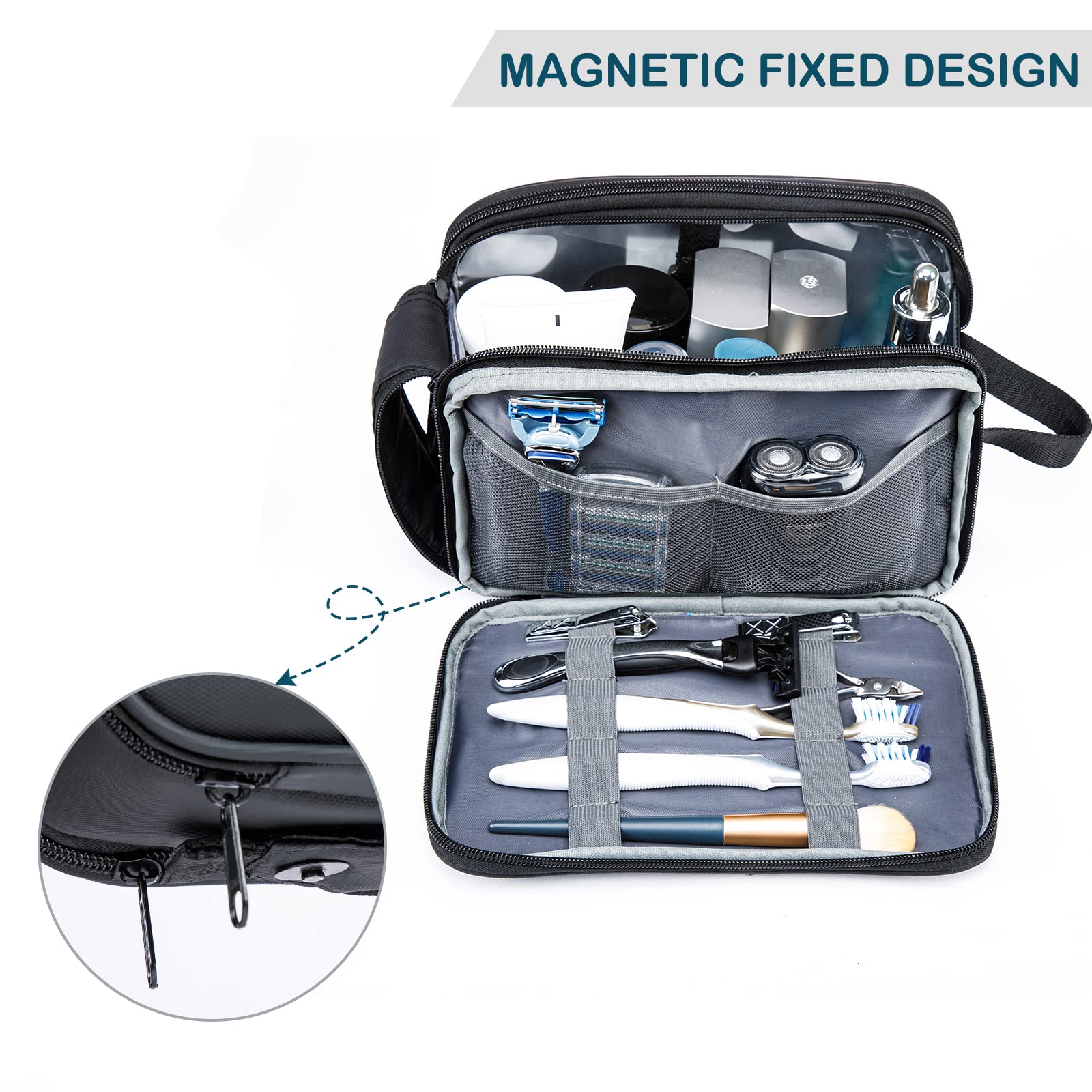 BAGSPRITE Large Water-resistant Hanging Toiletry Bag for Men & Women - Travel Makeup Cosmetic Organizer with Hook, Shaving Kit & Bathroom Essentials - Perfect for Air Travel, Gym, Camping & Vacation