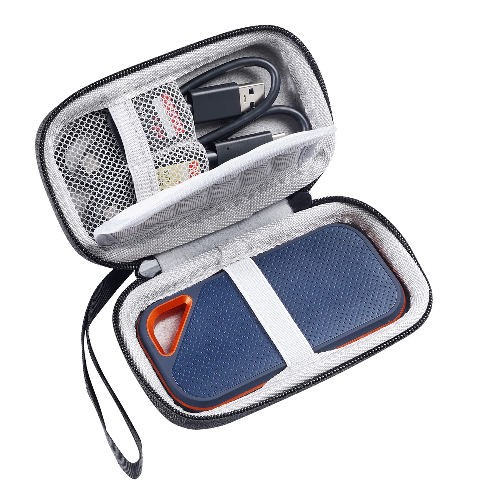WELLDOER EVA Hard Carrying Case for Small Hard Drives & SSD - Portable Protective Storage with Strap - Perfect for E81 SSD, External Hard Drives, USB Flash Drives - Ideal for Travel, Office & Data Backup Protection