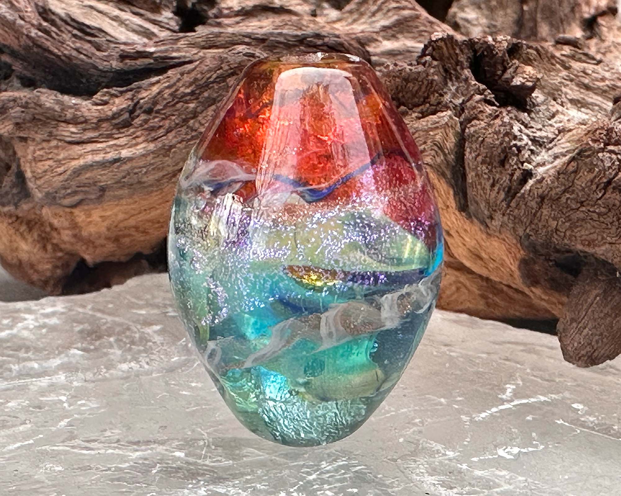 Red Sea Dichroic Lampwork Focal Bead SRA - Handmade Glass Bead for Jewelry Making, DIY Crafts & Unique Gifts | Perfect for Necklaces, Bracelets & Earrings