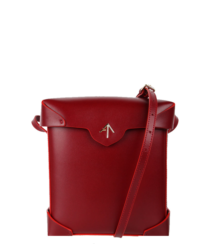 Manu Atelier Pristine Red Leather Handbag - Stylish Women's Crossbody Purse for Everyday Use, Work & Date Night