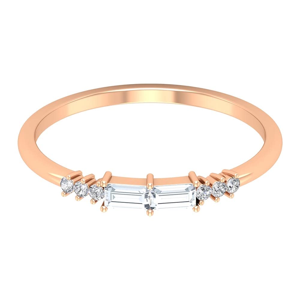 3/4 CT Minimalist Diamond Stackable Ring - 14K Solid Gold Two Stone April Birthstone Ring for Women | Elegant Layering Jewelry for Everyday Wear, Anniversary & Birthday Gifts