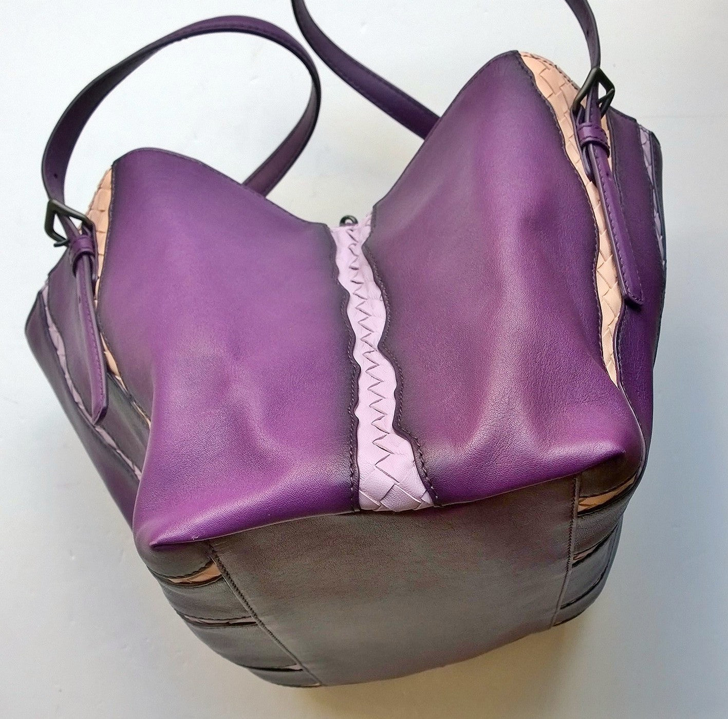 Bottega Veneta Monalisa Tote Bag - Purple Glimmer Washed Nappa Leather Intrecciato Weave Luxury Handbag | Perfect for Work, Travel & Everyday Use
