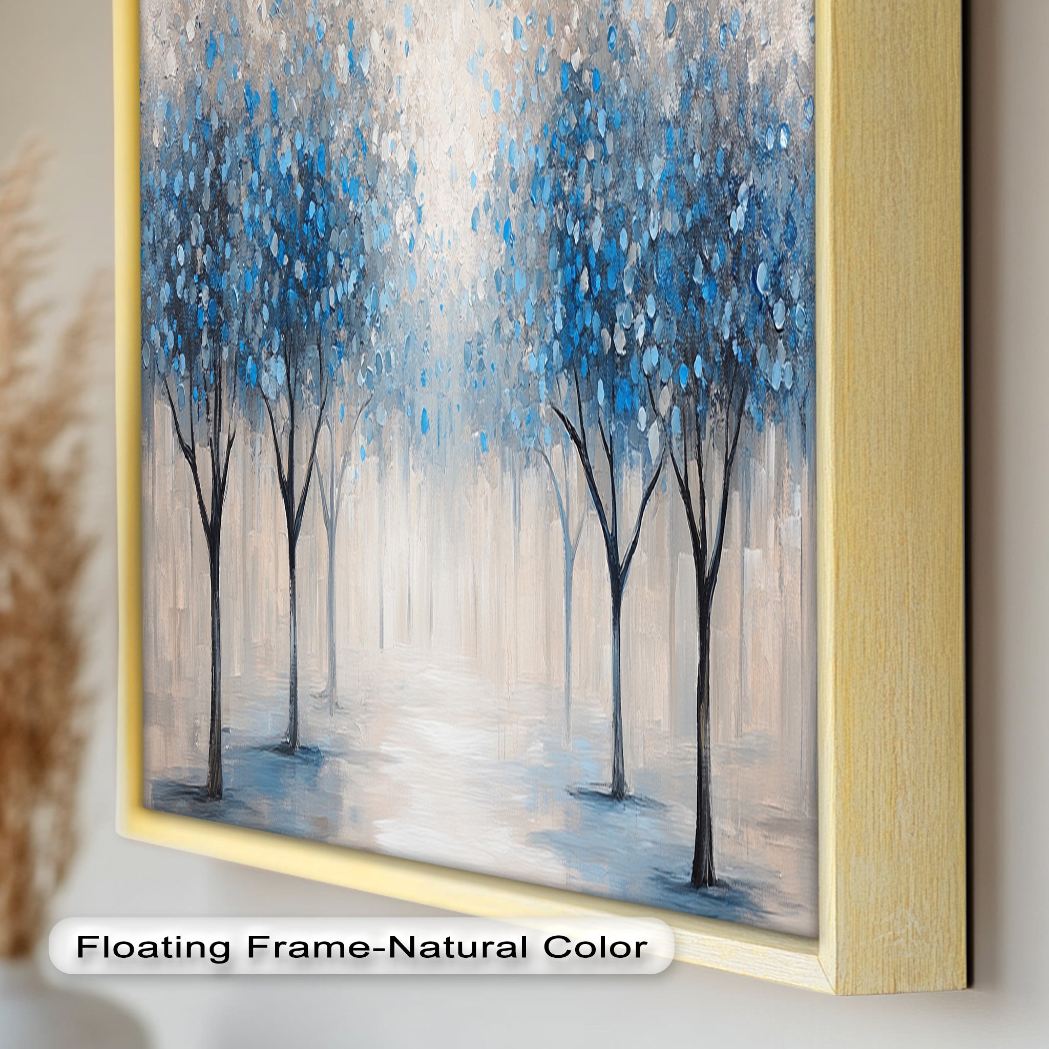 Blue Blossom Trees Wall Art - Floral Oil Painting Canvas Print for Living Room, Bedroom & Office Decor | Nature Inspired Home Decor