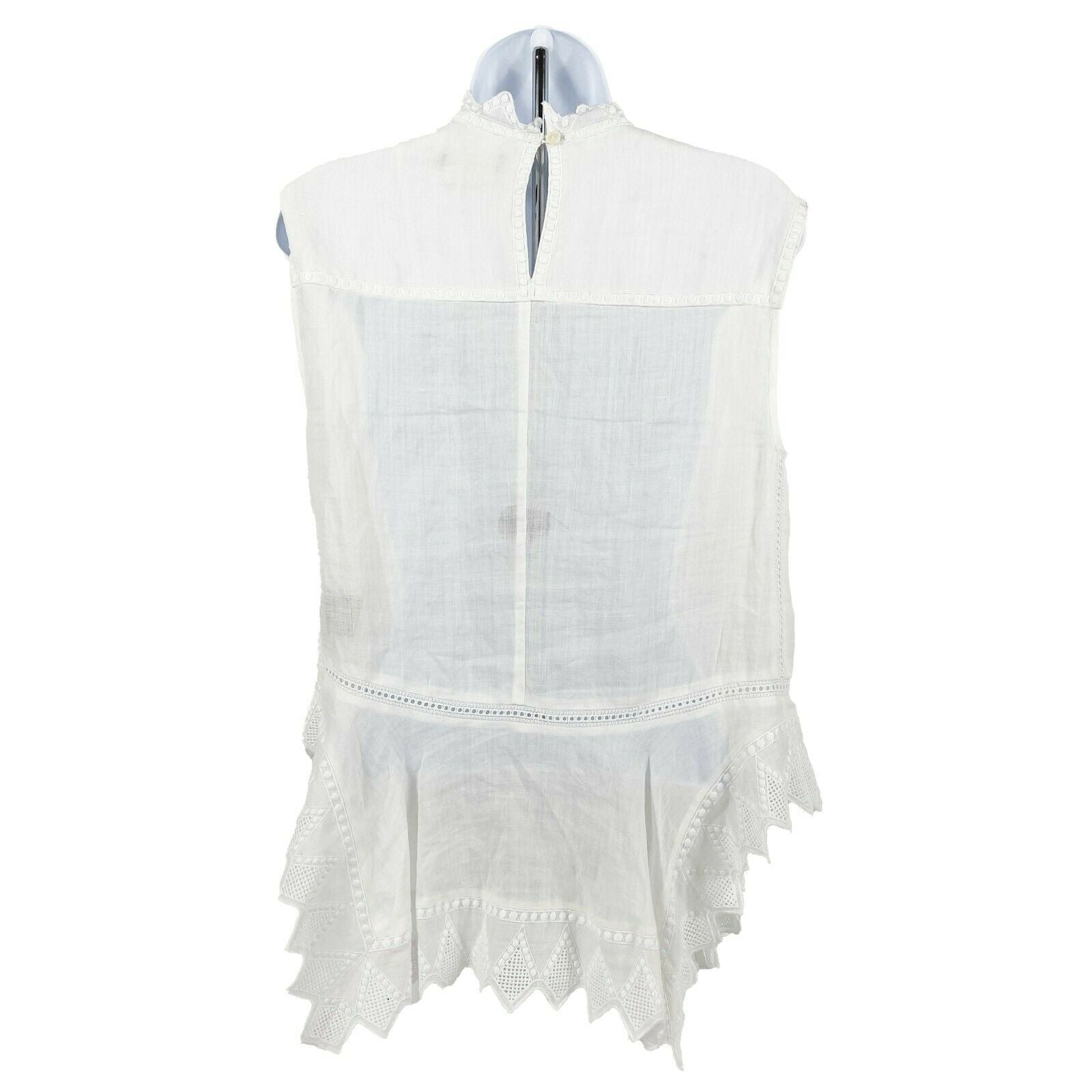 Isabel Marant 18 Nust White High Neck Sleeveless Embroidered Blouse - Women's XS (US Size 34) - Perfect for Summer Parties & Formal Occasions