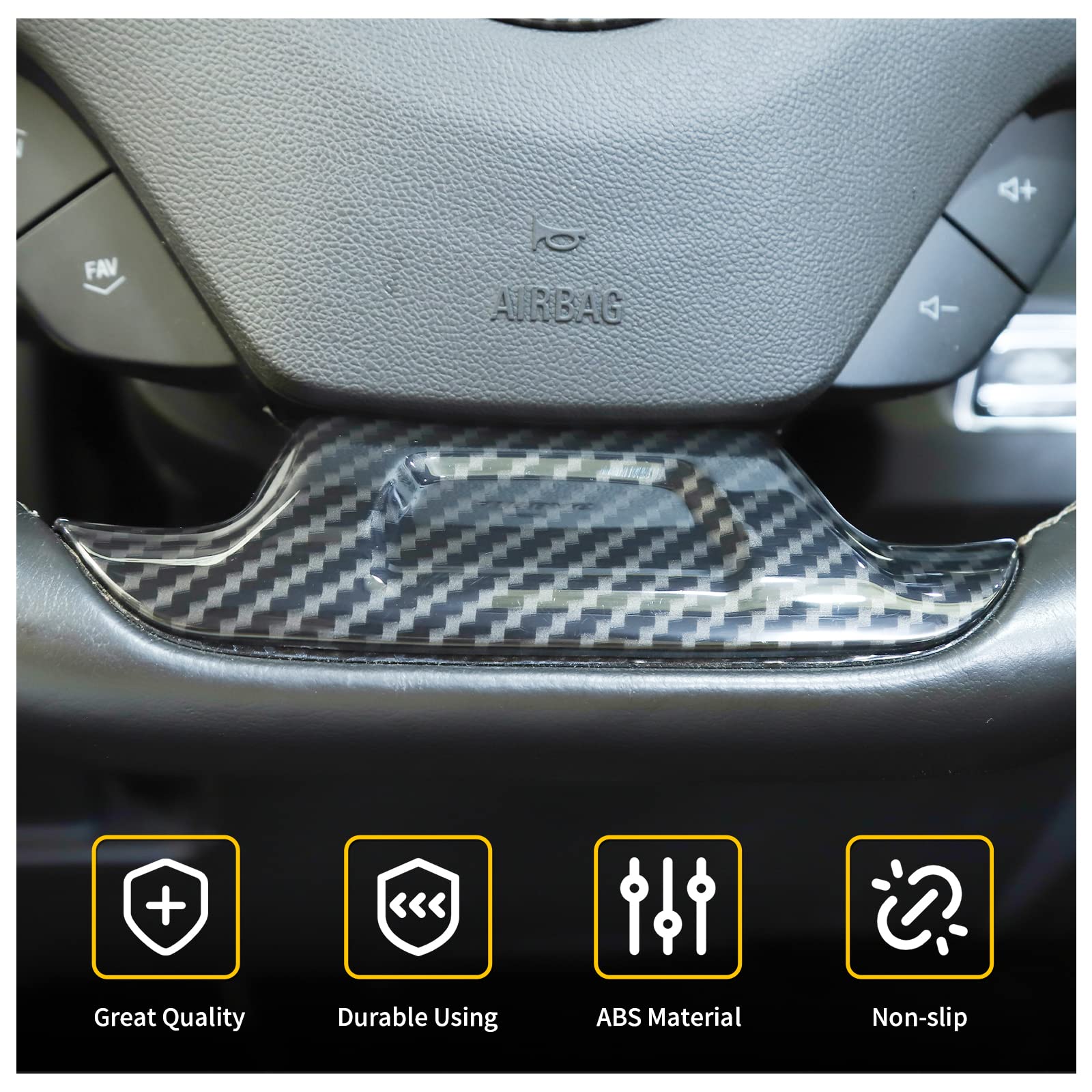 Carbon Fiber Steering Wheel Trim Cover for Chevrolet Camaro 2017-2022 | Interior Accessories Upgrade | Enhances Grip & Style for Sports Car Enthusiasts