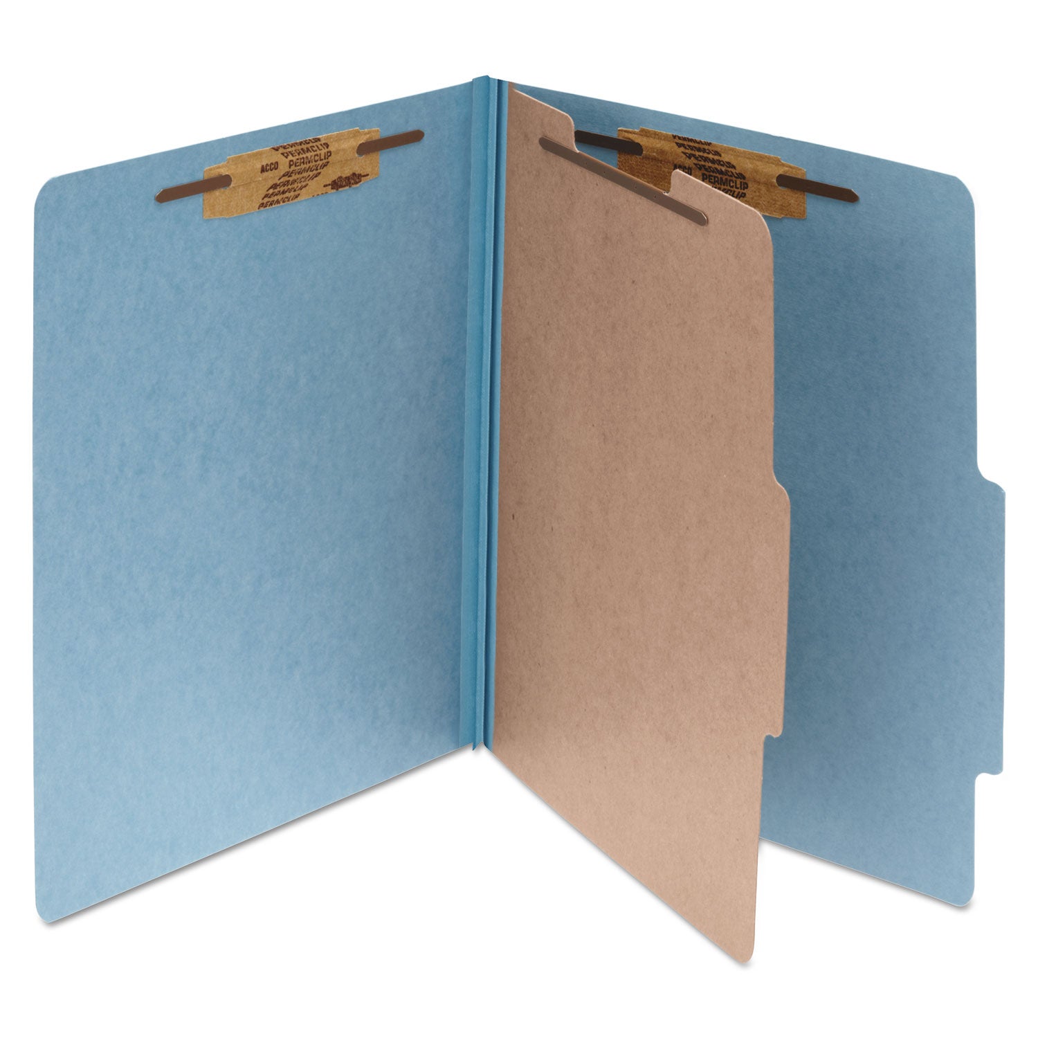 ACCO Pressboard Classification Folders - 2 Expansion Pockets, 1 Divider, 4 Fasteners, Letter Size (8.5x11 Inches), Sky Blue - 10-Pack Box | Perfect for Office Organization, School Supplies & Document Filing