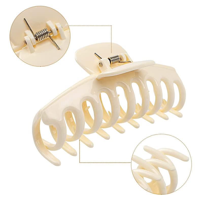 Belicia 8 Pack Large Hair Claw Clips for Women - 4.3 Inch Rectangular Hair Clips, Hair Jaw Clamps (4 Colors) - Perfect for Ponytails, Buns and Everyday Hairstyles