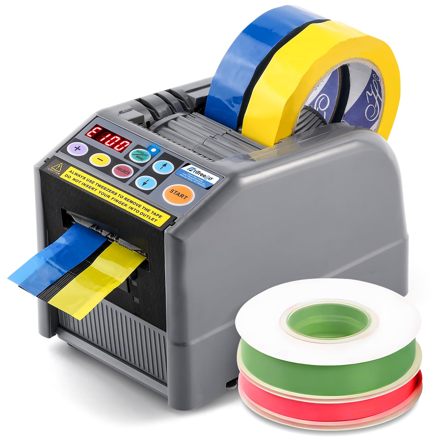 Electric Tape Dispenser for 6-60mm Width - Automatic Ribbon Cutting Machine with Upgraded Silicone Wheel | Max 999mm Cut Length | 110V (Not for Elastic Ribbons) | Perfect for Gift Wrapping, Packaging, and Crafting Projects
