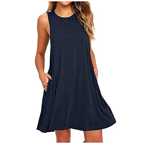 Womens Summer Dresses With Pockets-dark Blue