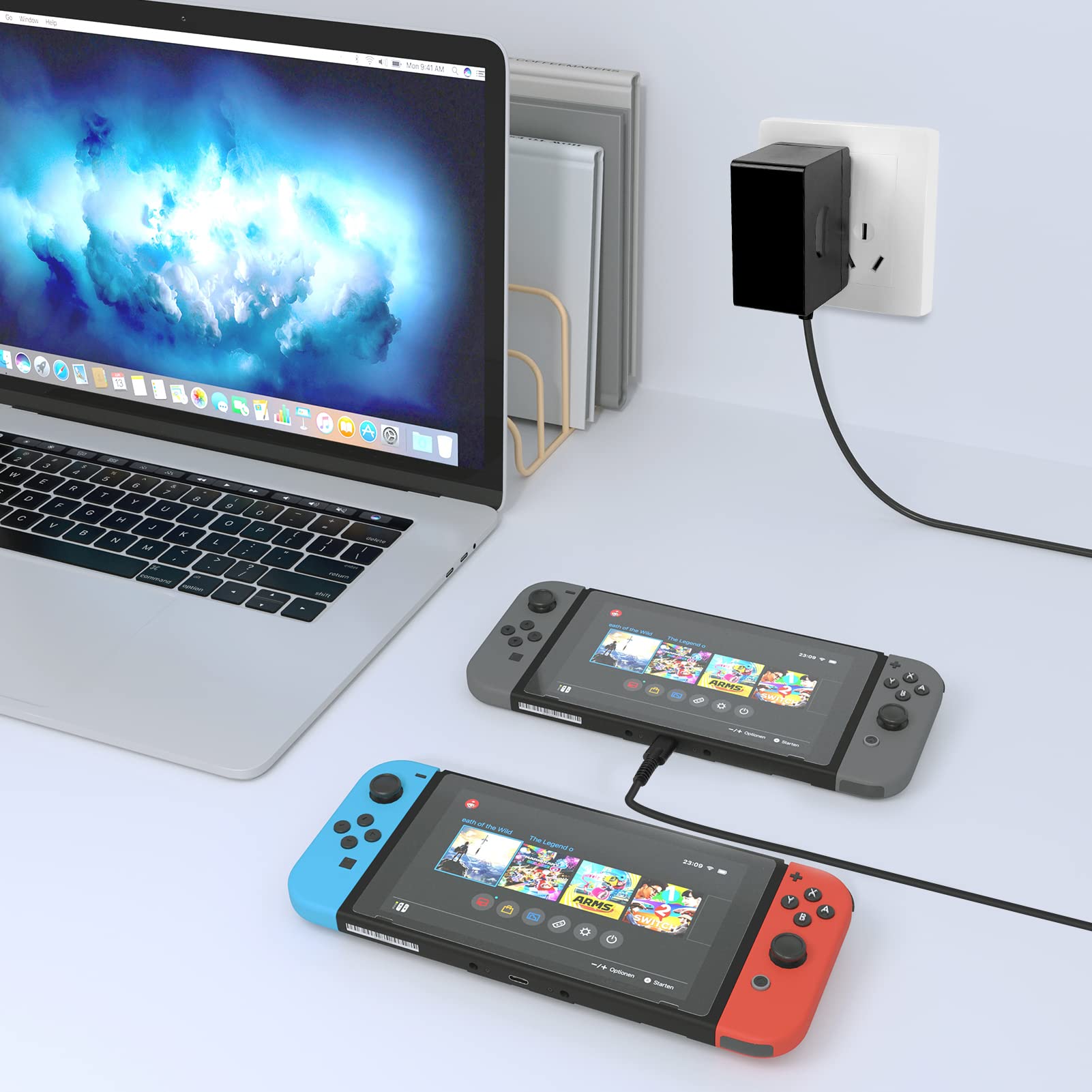 10Ft Fast Charger Replacement for Nintendo Switch - Supports TV Mode & Dock Station with 10Ft USB C Cable - Perfect for Gaming, Travel & Home Entertainment
