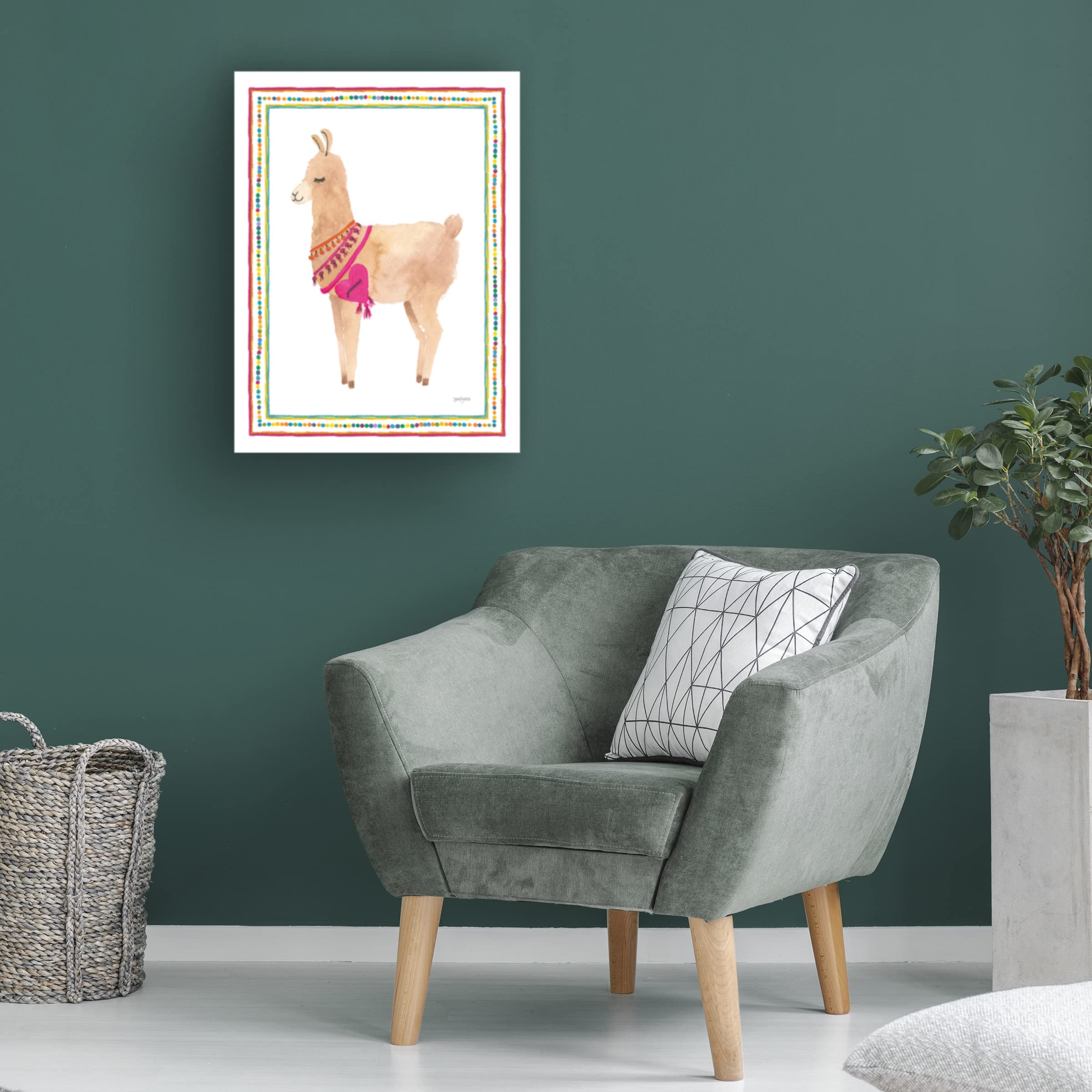 Trademark Fine Art 'La La Llama IV' Canvas Wall Art by Jenaya Jackson - Vibrant Animal Painting for Living Room, Bedroom & Office Decor