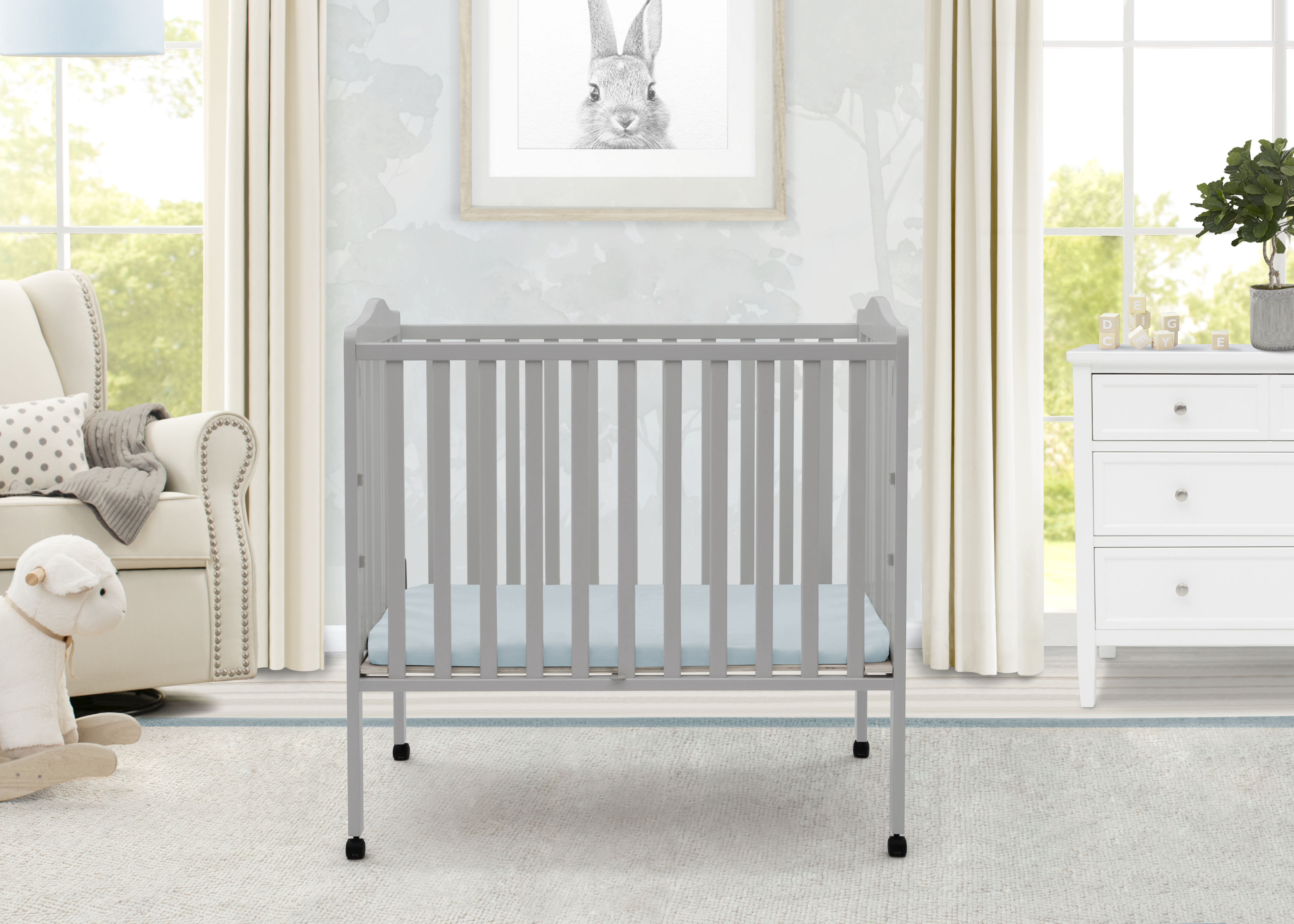 Portable Folding Mini Baby Crib with 1.5 Inch Mattress - Lightweight Travel Crib for Home, Nursery & On-The-Go
