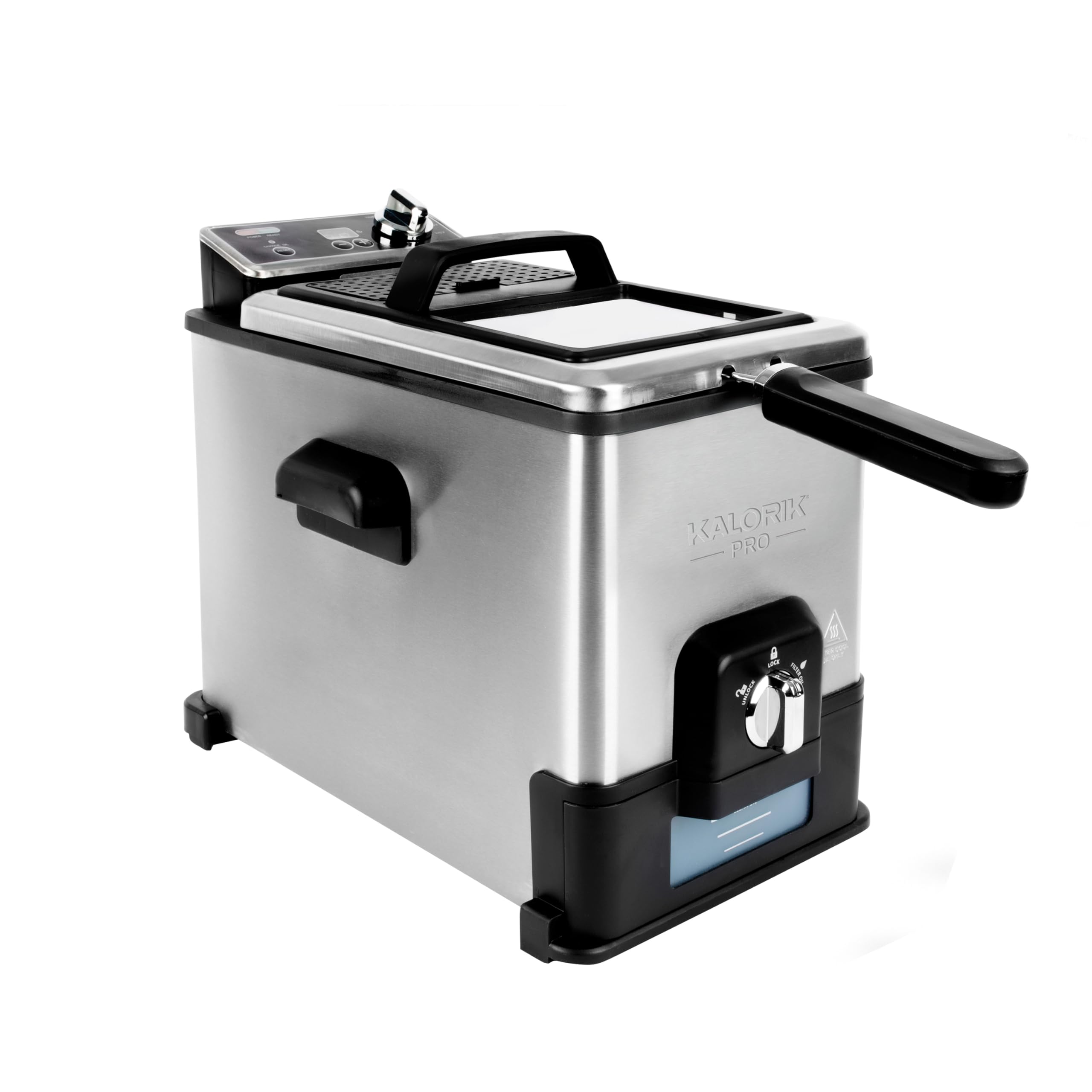 Kalorik Pro 4.2 Quart Triple-Basket Deep Fryer with Oil Filtration System - Stainless Steel Commercial Air Fryer (KPRO FT 42777 SS) for Restaurants, Home Kitchen & Party Cooking