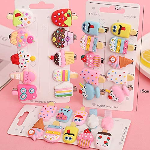 Starvis Rainbow Ice Cream Mermaid Unicorn Hair Clips Set - 20pcs Kids Hair Accessories for Girls & Toddlers (2 Cards) - Perfect for Birthday Parties, School, and Daily Hair Styling