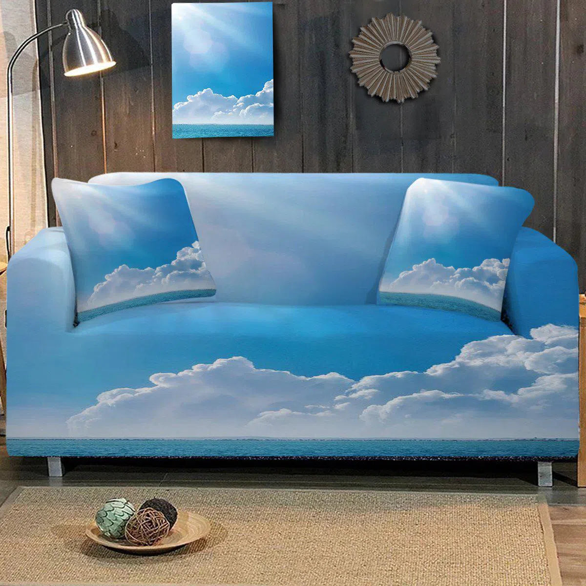 Into the Blue Sofa Cover - Soft, Stretchable & Washable Couch Slipcover for Living Room, Sectional, Loveseat - Perfect for Home Decor & Pet Protection