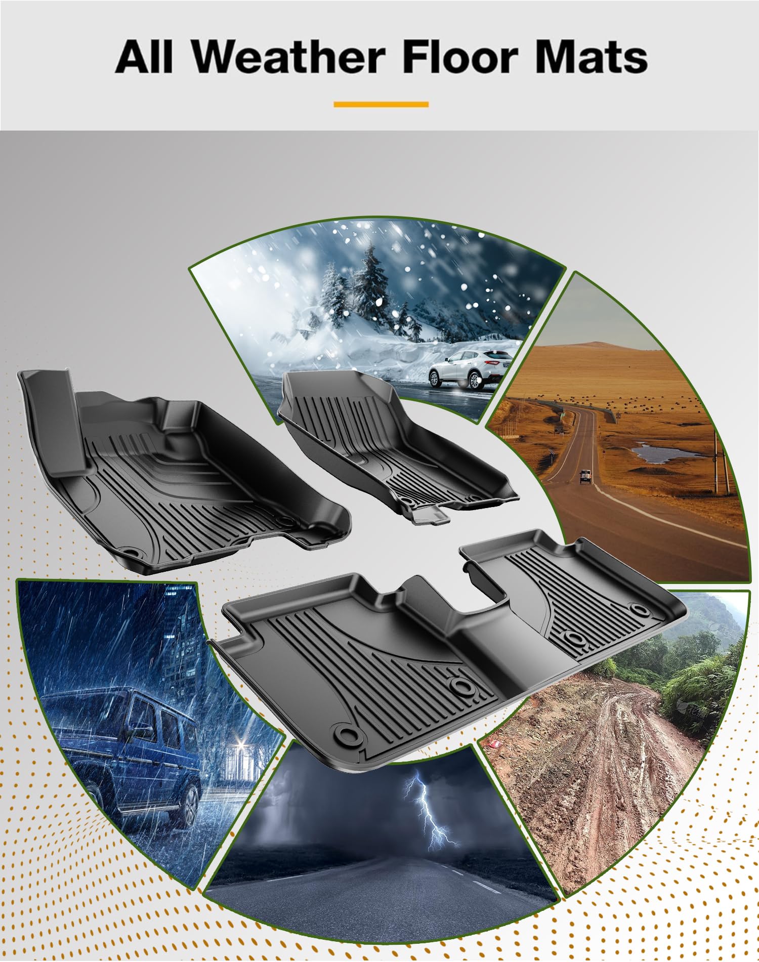 2023-2025 Honda HR-V Custom Fit TPE All-Weather Floor Mats - Full Set for Sport/LX/EX-L Models - Front & Rear Row Car Floor Liners - Perfect for Winter Snow, Rain Protection and Daily Commuting