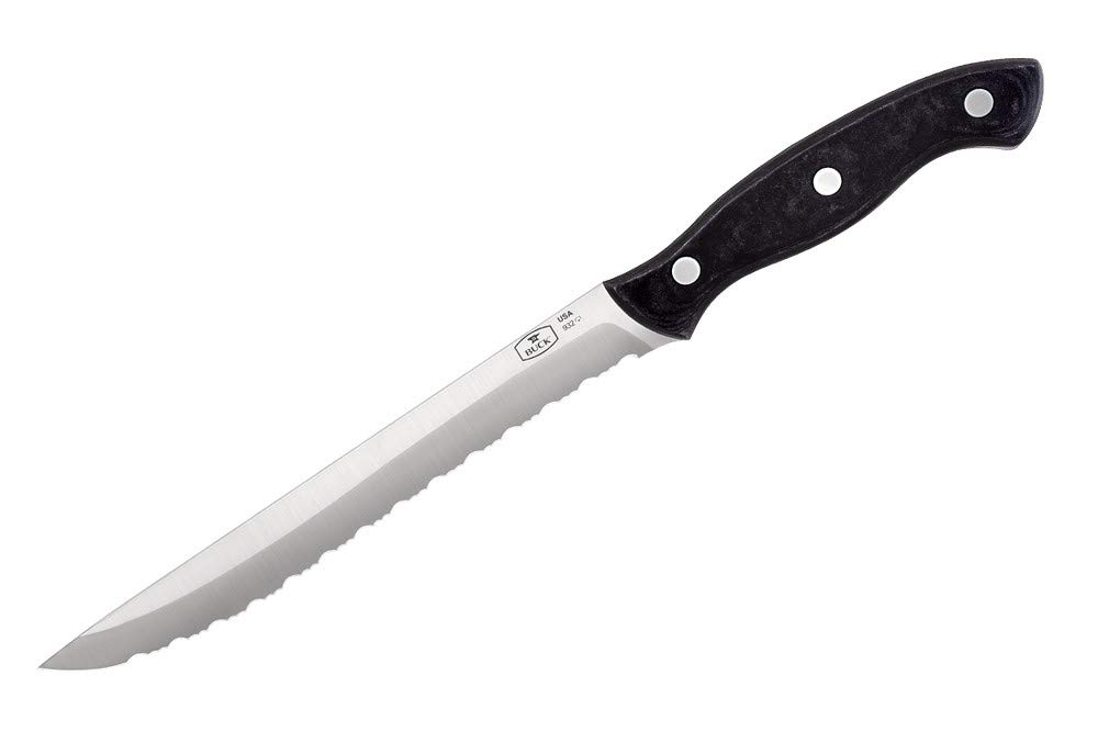 Buck Knives 930 3-Piece Kitchen Knife Set with Slate Black Paperstone Handles, Rubberwood Block & Stand, 420HC Stainless Steel - Perfect for Home Cooking, Camping & Outdoor Adventures