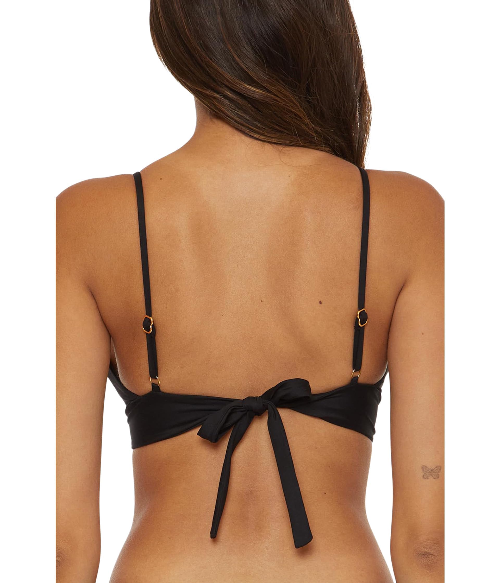 Becca Women's Adjustable Tie Back Shirred Bikini Top - Standard Color Code Swimwear Separates for Beach Vacation & Pool Party
