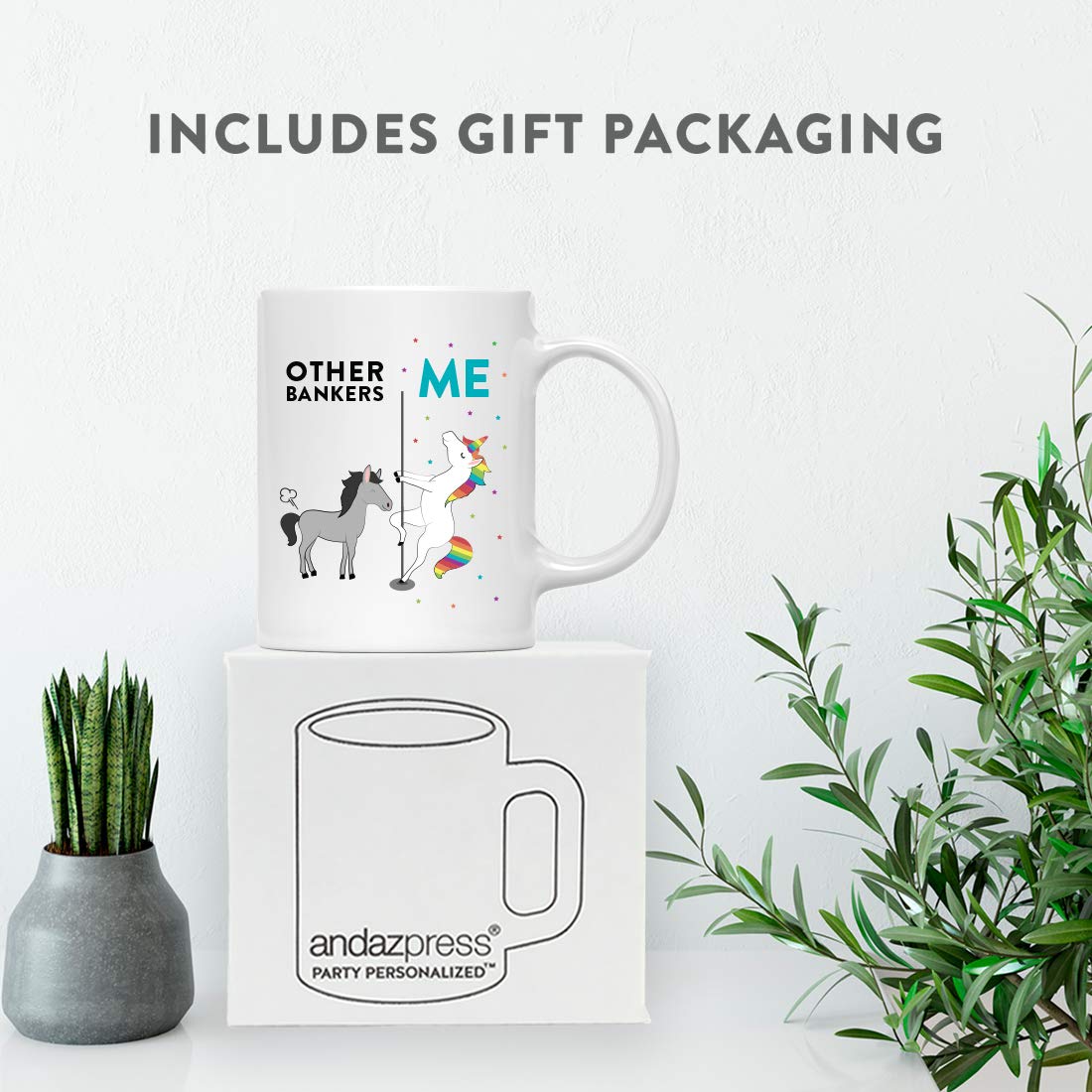 Funny 11oz Ceramic Coffee Mug - Quirky Banker Gift for Coworkers, Christmas, & Office Use | Andaz Press Unicorn Horse Design | Perfect for Tea, Hot Drinks & Gift Giving