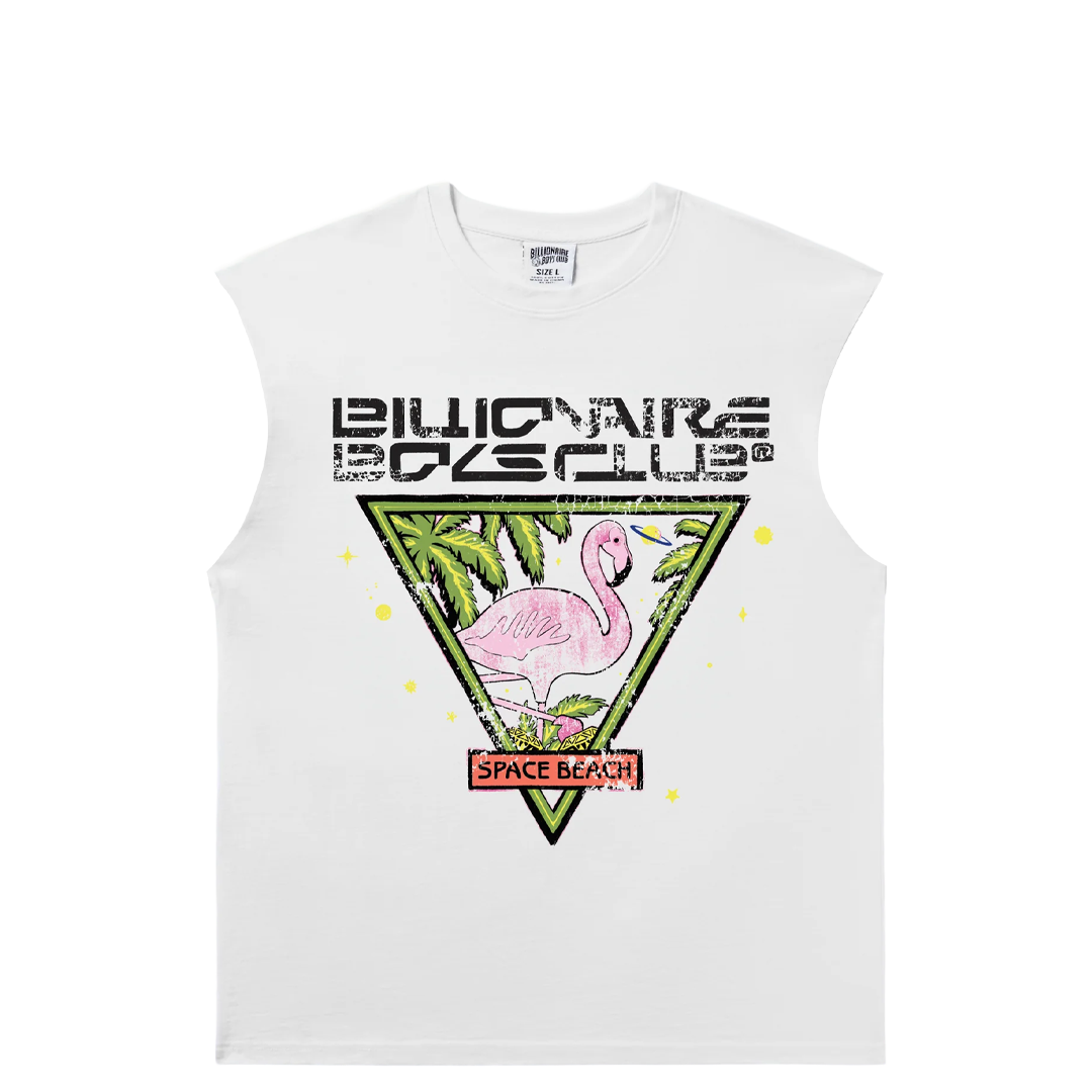 SPACE SLEEVELESS KNIT WHITE TOP - Women's Fashion Casual Wear for Summer, Beach, and Travel