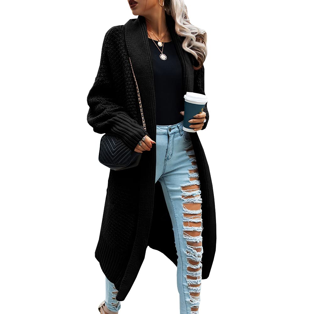 GeGekoko Women's Open Front Cardigan Sweater - Oversized Batwing Chunky Knit Longline Coatigan | Cozy Fall & Winter Layering Piece for Work, Travel and Casual Outfits