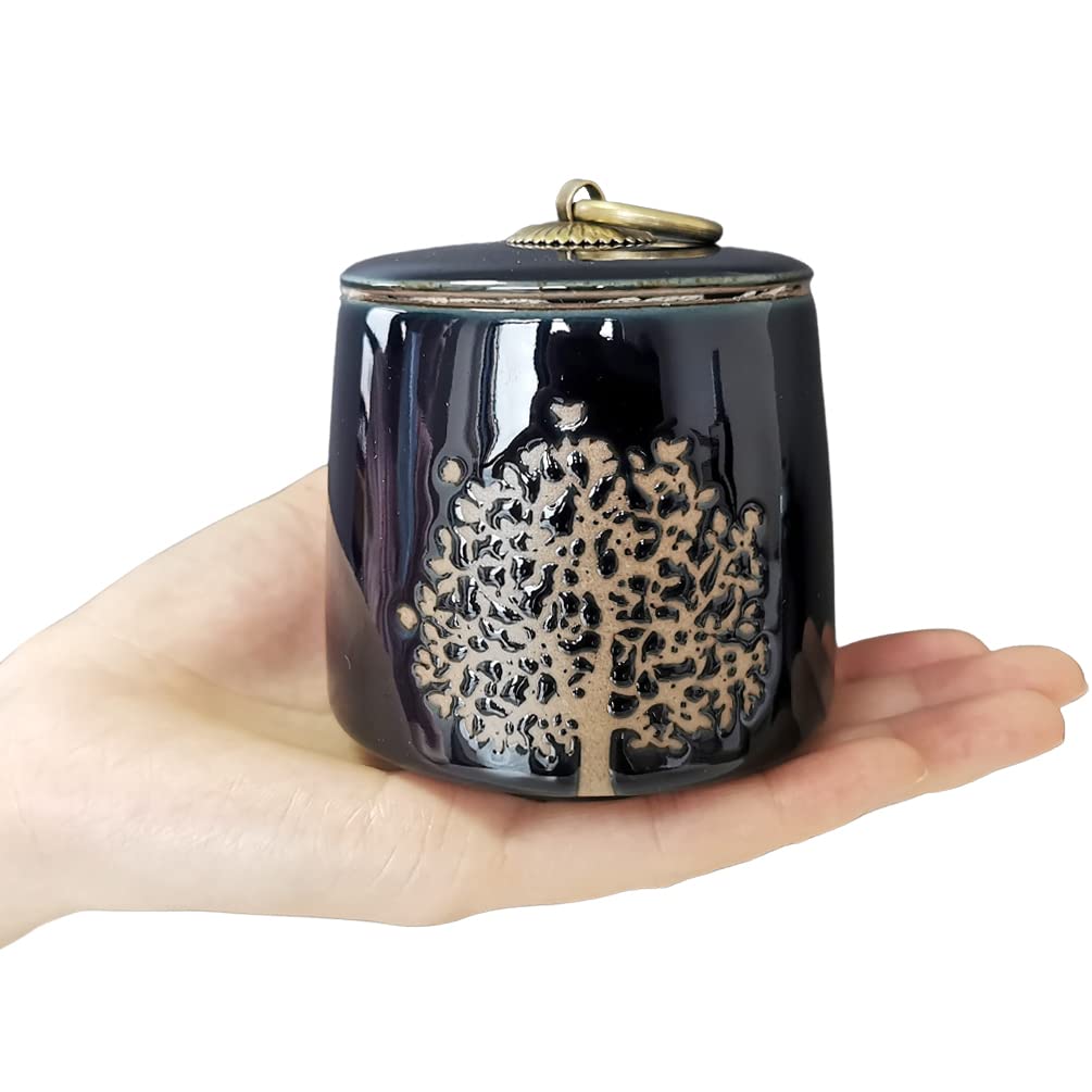 Small Cremation Urns for Human Ashes - Adult & Pet Memorial Keepsake Box (Tree of Life Blue Design) - Funeral Urn for Ashes of Loved Ones, Dogs & Cats - Perfect for Home Memorials, Scattering Ceremonies & Burial Services