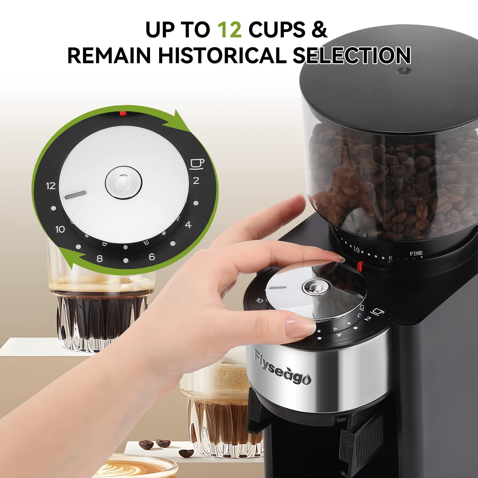Premium Electric Conical Burr Coffee Grinder - 25 Adjustable Settings for Espresso, French Press, Drip & Turkish Coffee - Grinds 2-12 Cups - Perfect for Home Baristas & Coffee Enthusiasts - Ideal for Morning Brews, Office Use & Entertaining Guests