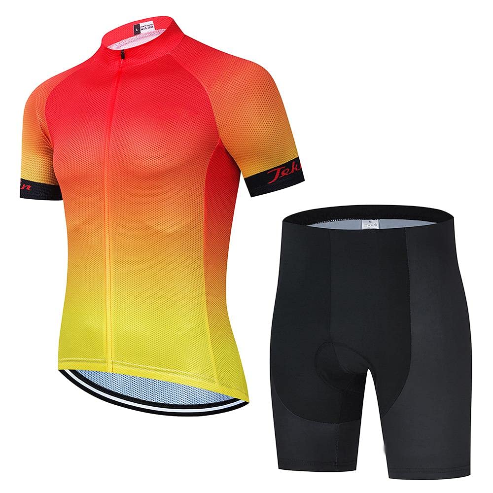 SUDUSUDO Men's Cycling Jersey & Bib Shorts Set - Breathable Short Sleeve Road Bike Shirts with 20D Padded for Comfortable Biking | Perfect for Road Cycling, Mountain Biking & Outdoor Sports