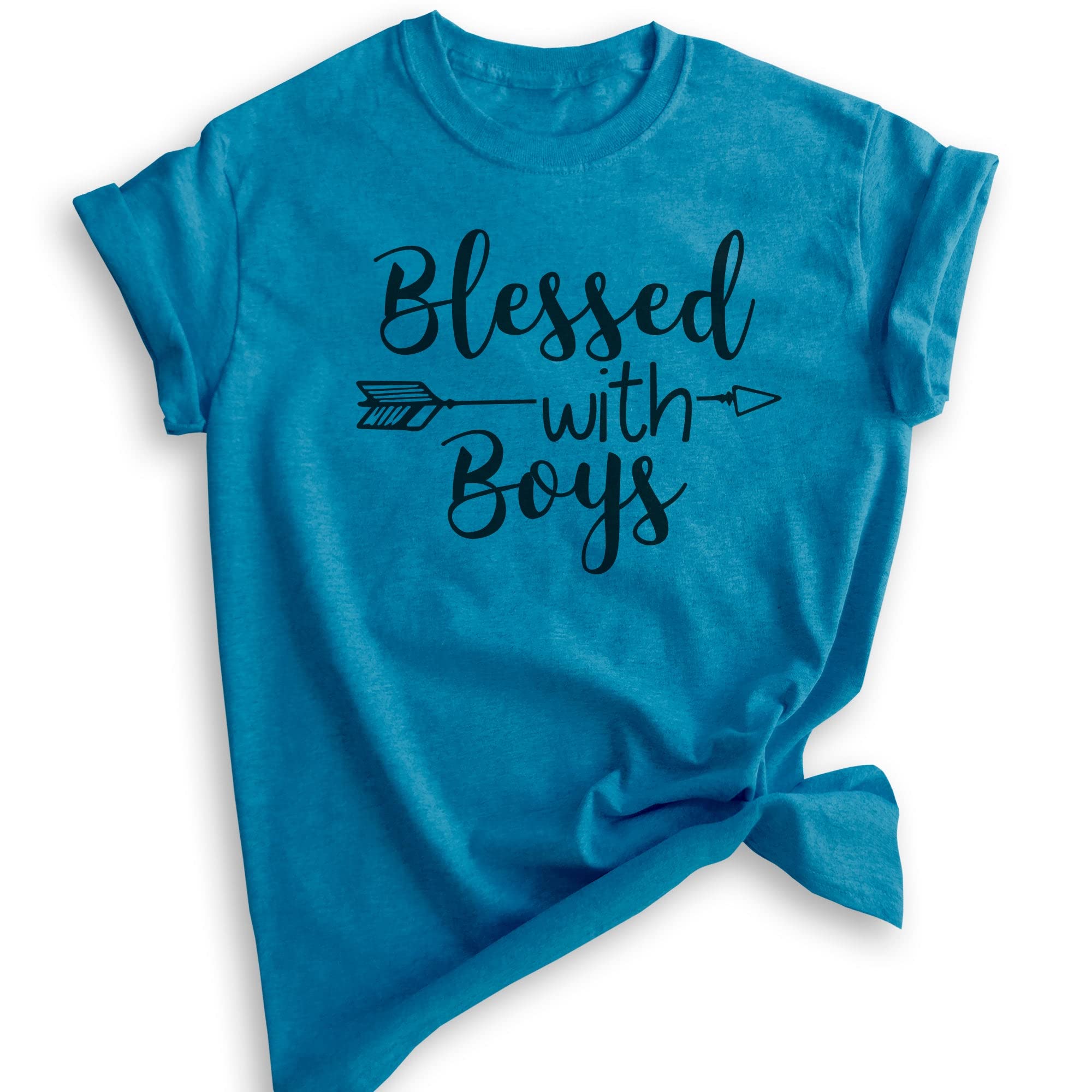 Blessed with Boys Shirt - Unisex Graphic Tee for Boy Moms & Women - Comfortable Cotton Mother's Day Gift for Parenting, Family Outings & School Events